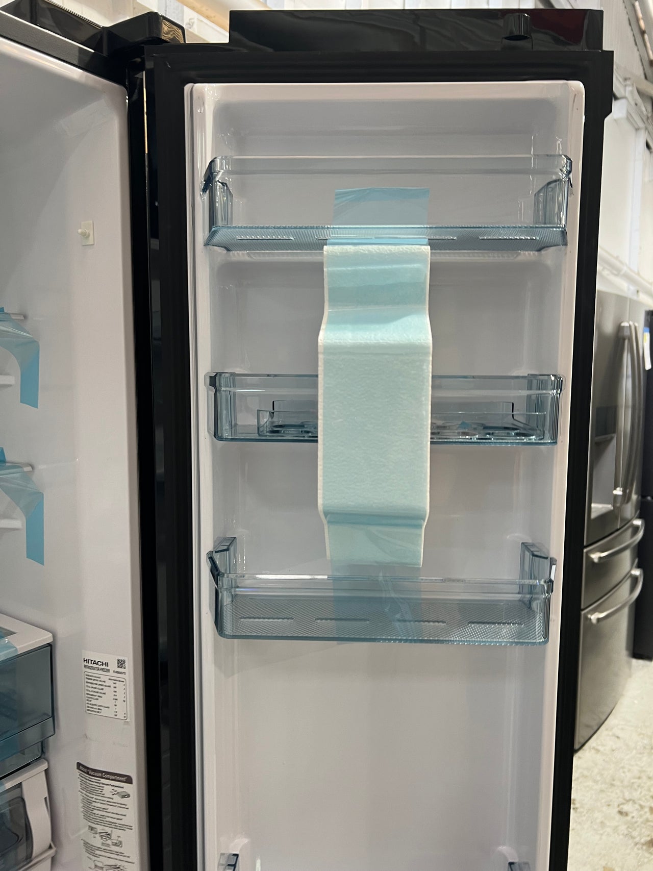 Transportation damaged 638L Hitachi French Door Black Glass  Model: RWB640VT0GBK - Second Hand Appliances Geebung