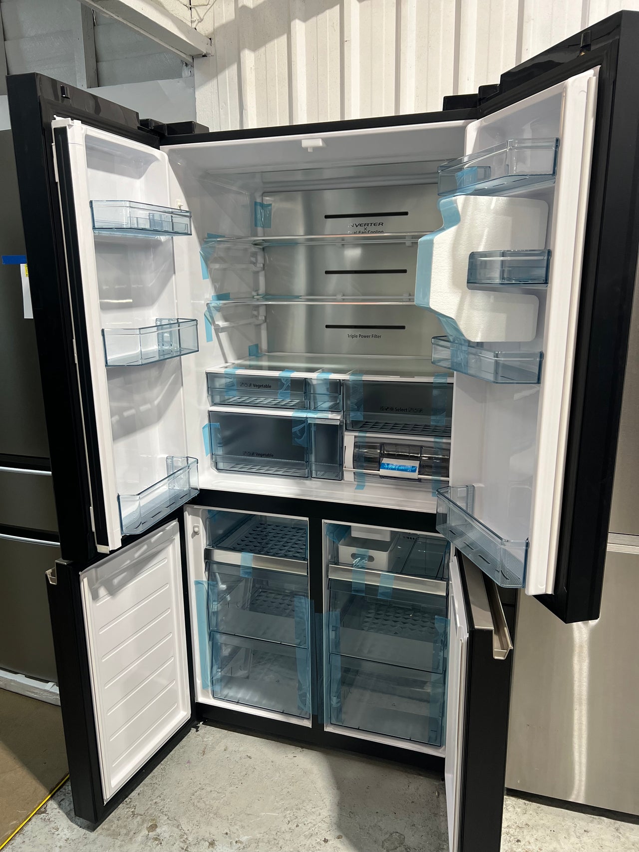 Transportation damaged 638L Hitachi French Door Black Glass  Model: RWB640VT0GBK - Second Hand Appliances Geebung