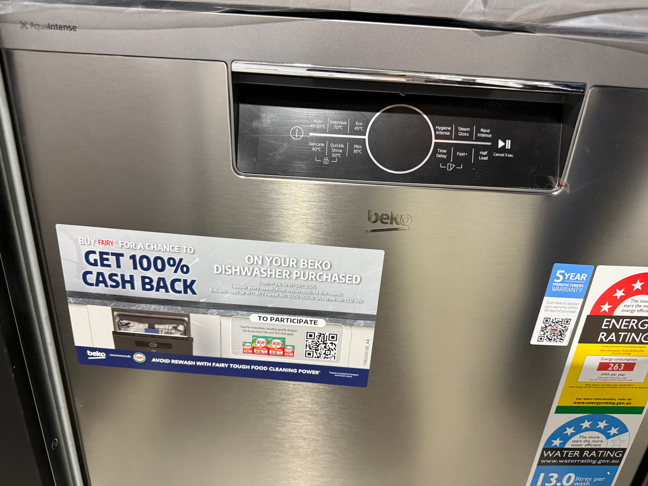 Transportation damaged Beko 60cm Freestanding Dishwasher 16 Place Platinum Steel BDFB1630X - Second Hand Appliances Geebung