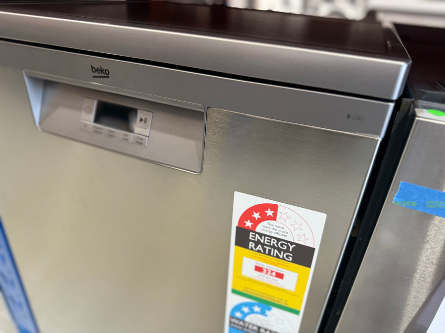 Transportation damaged Beko BDFB1410X 14-Place Freestanding Dishwasher (Stainless Steel) - Second Hand Appliances Geebung