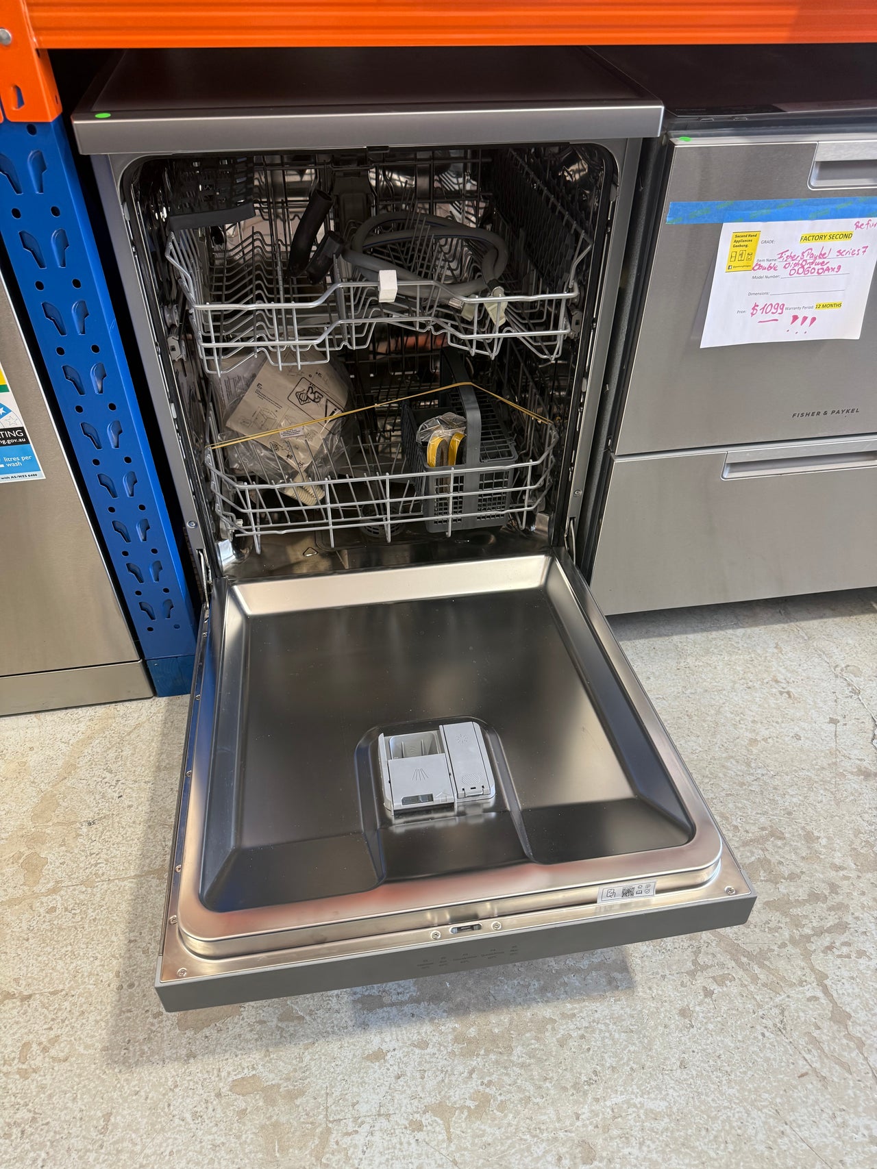 Transportation damaged Beko BDFB1410X 14-Place Freestanding Dishwasher (Stainless Steel) - Second Hand Appliances Geebung