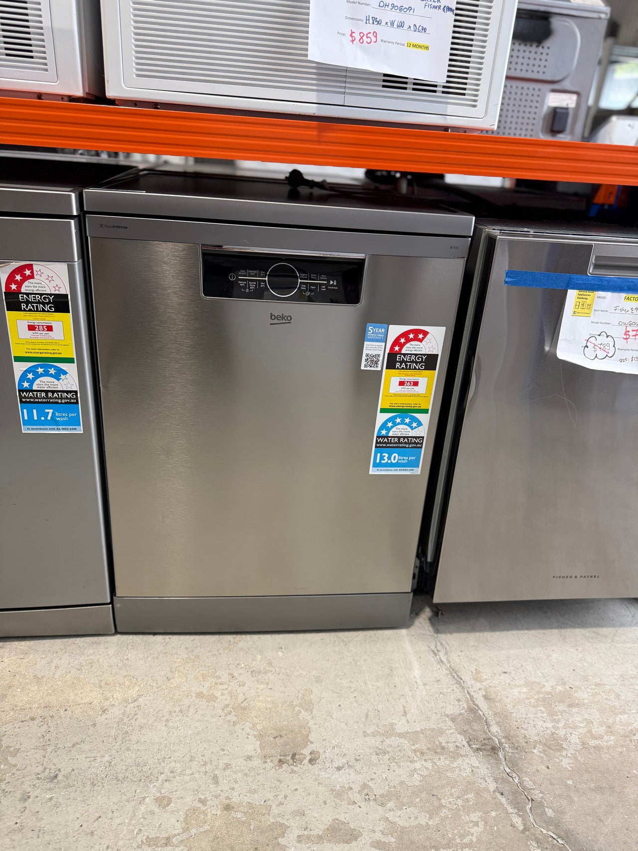 Transportation damaged Beko BDFB1630X full-size freestanding dishwasher - Second Hand Appliances Geebung