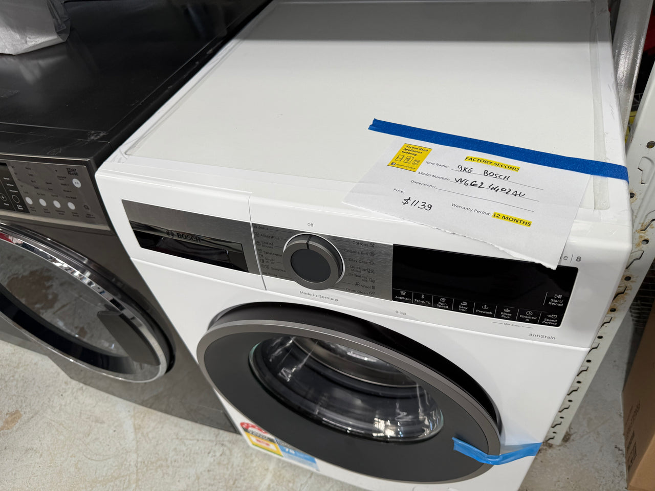Transportation damaged Bosch 9kg Front Load Washer Model: WGG24402AU - Second Hand Appliances Geebung