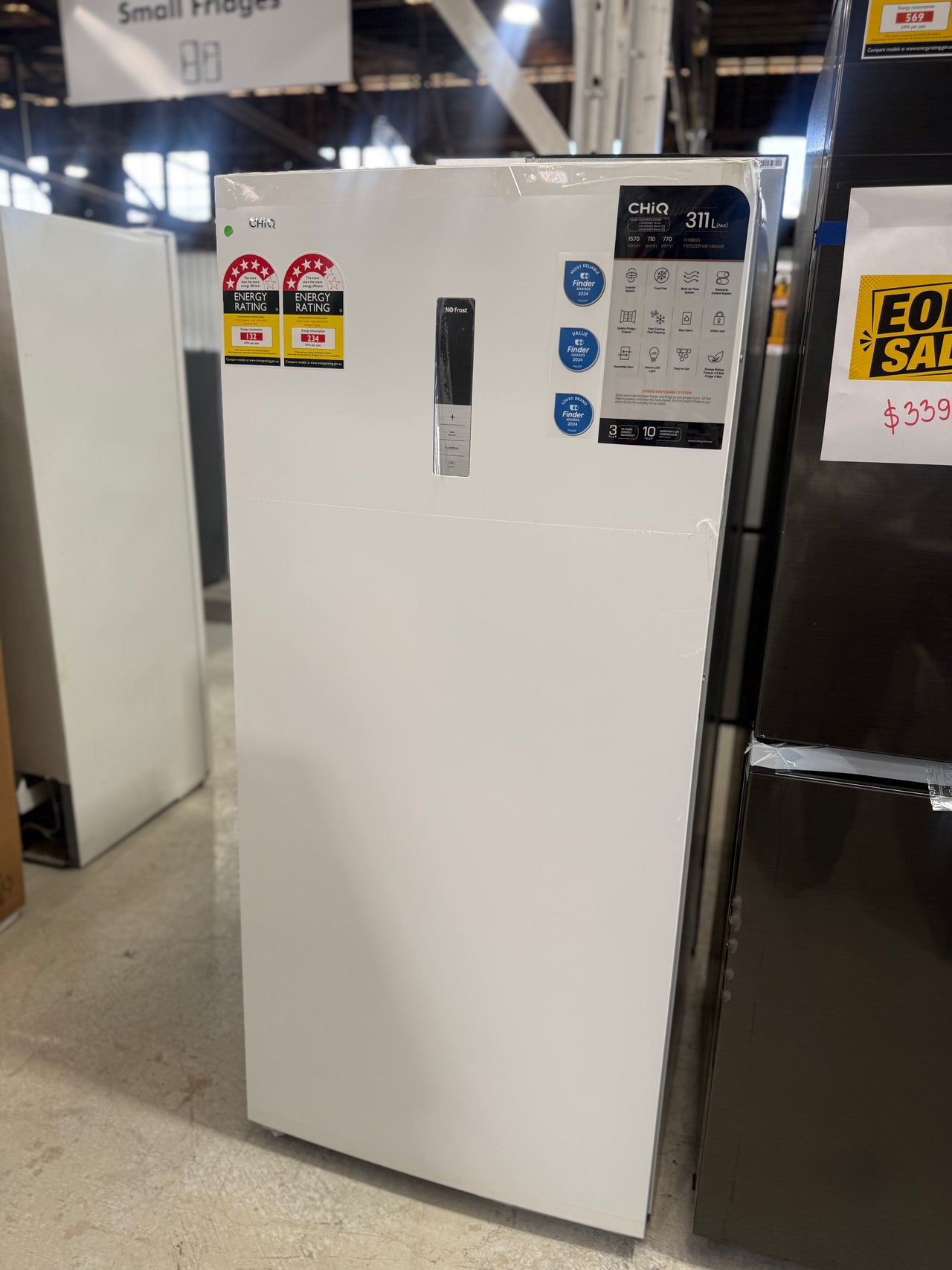 Transportation damaged CHiQ CSH311NWL3 311L Hybrid Upright Fridge / Freezer – White - Second Hand Appliances Geebung
