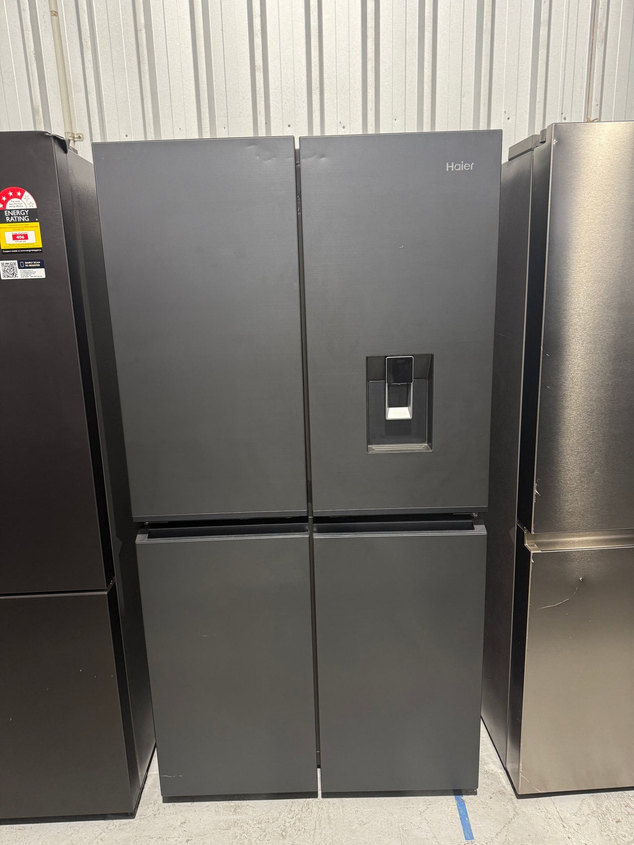 Transportation damaged Haie 623L Quad Door Refrigerator Model: HRF680YPC - Second Hand Appliances Geebung