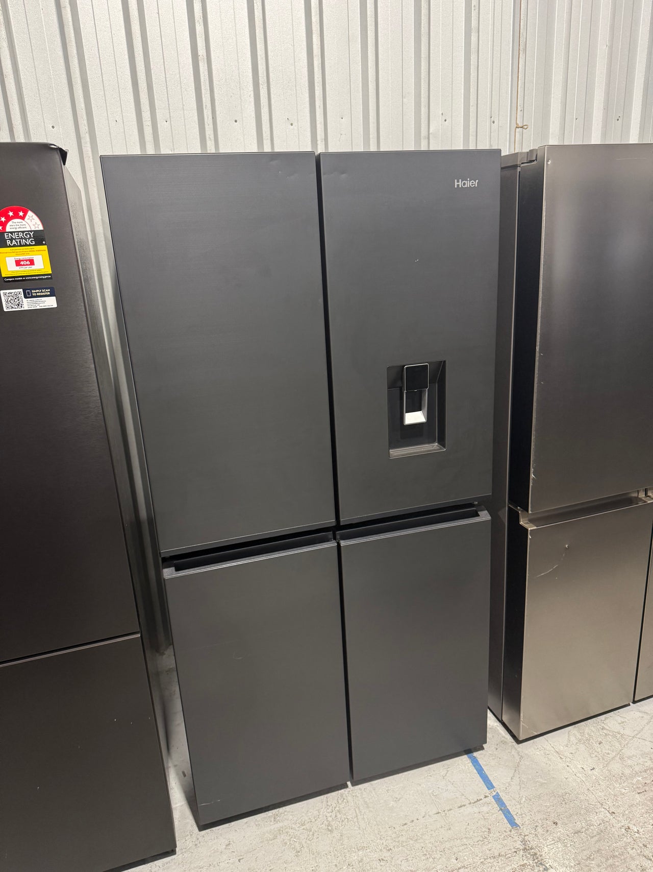 Transportation damaged Haie 623L Quad Door Refrigerator Model: HRF680YPC - Second Hand Appliances Geebung