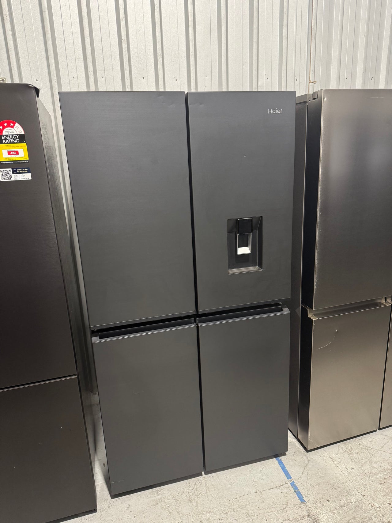 Transportation damaged Haie 623L Quad Door Refrigerator Model: HRF680YPC - Second Hand Appliances Geebung