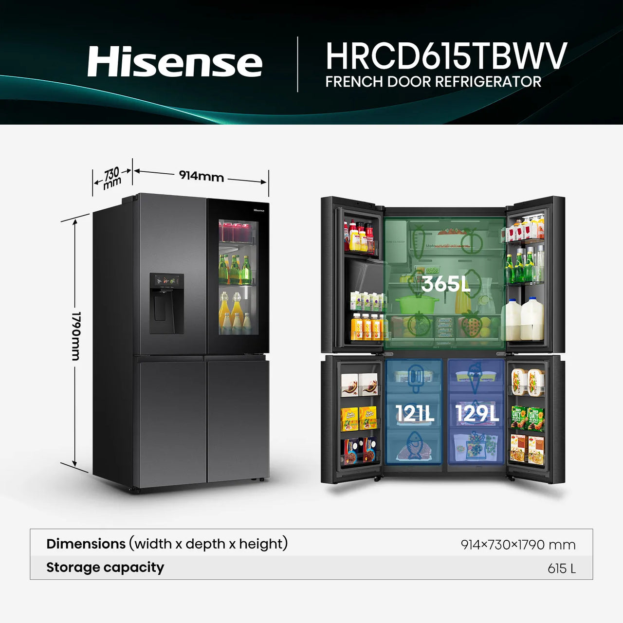 Transportation damaged Hisense HRCD615TBWV 615L PureView French Door Fridge - Second Hand Appliances Geebung