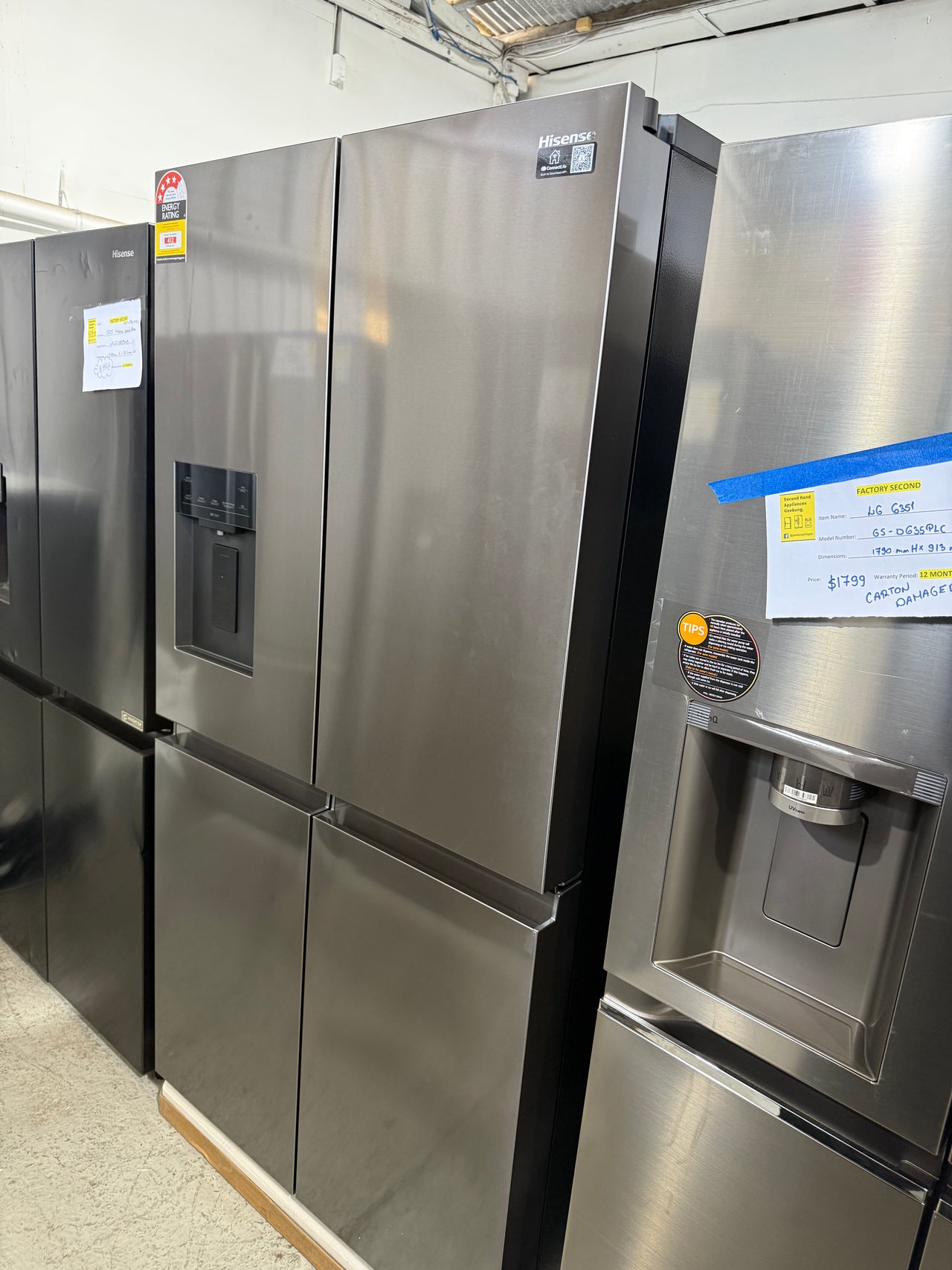 Transportation damaged Hisense HRCD640TBW 640L French Door Refrigerator – Stylish, Spacious &Energy Efficient - Second Hand Appliances Geebung