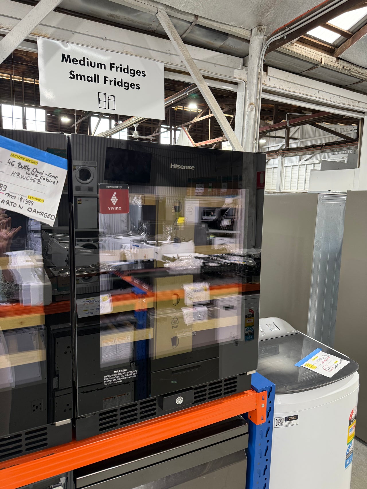 Transportation damaged Hisense HRWC46B 46-Bottle Dual Zone Wine Cabinet - Second Hand Appliances Geebung