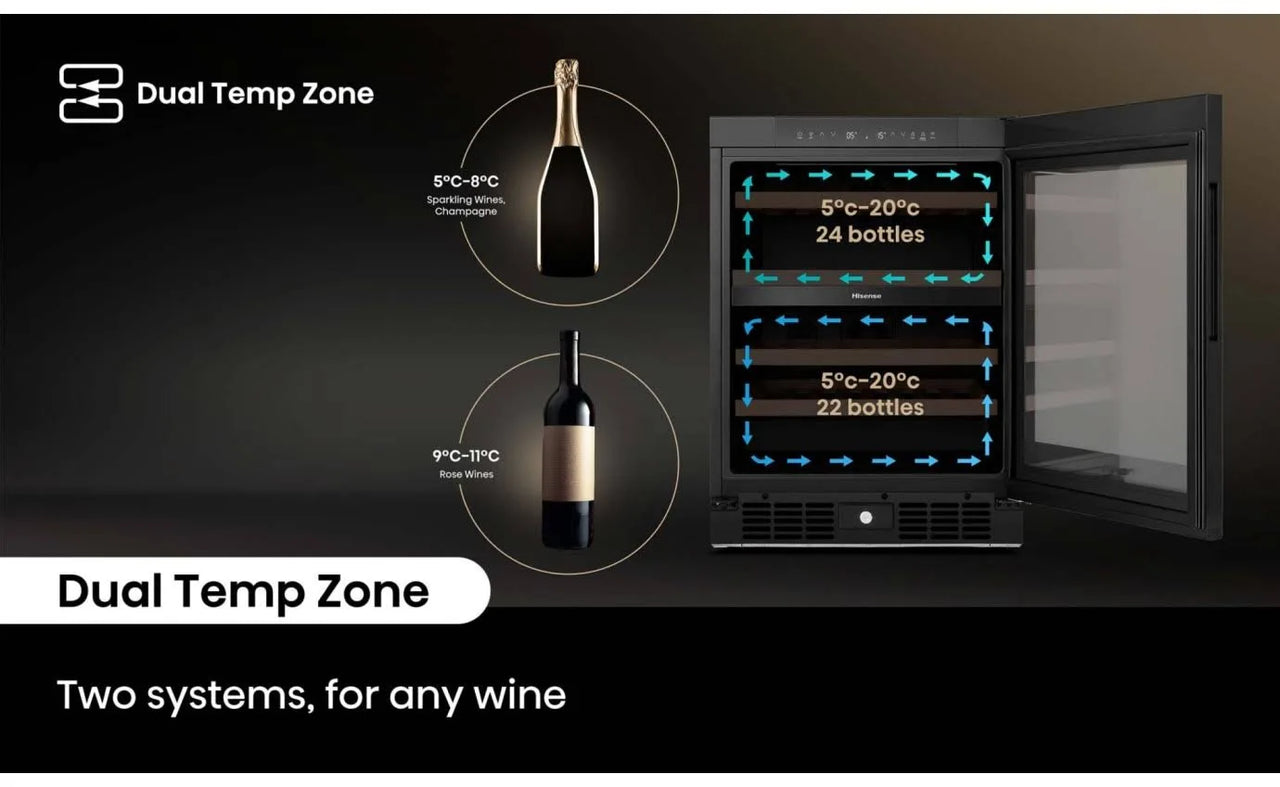 Transportation damaged Hisense HRWC46B 46-Bottle Dual Zone Wine Cabinet - Second Hand Appliances Geebung