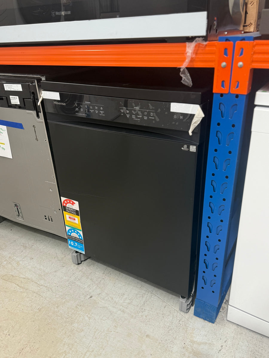 Transportation damaged Hisense HSAP16FB 16-Place Freestanding Dishwasher – Black Steel - Second Hand Appliances Geebung