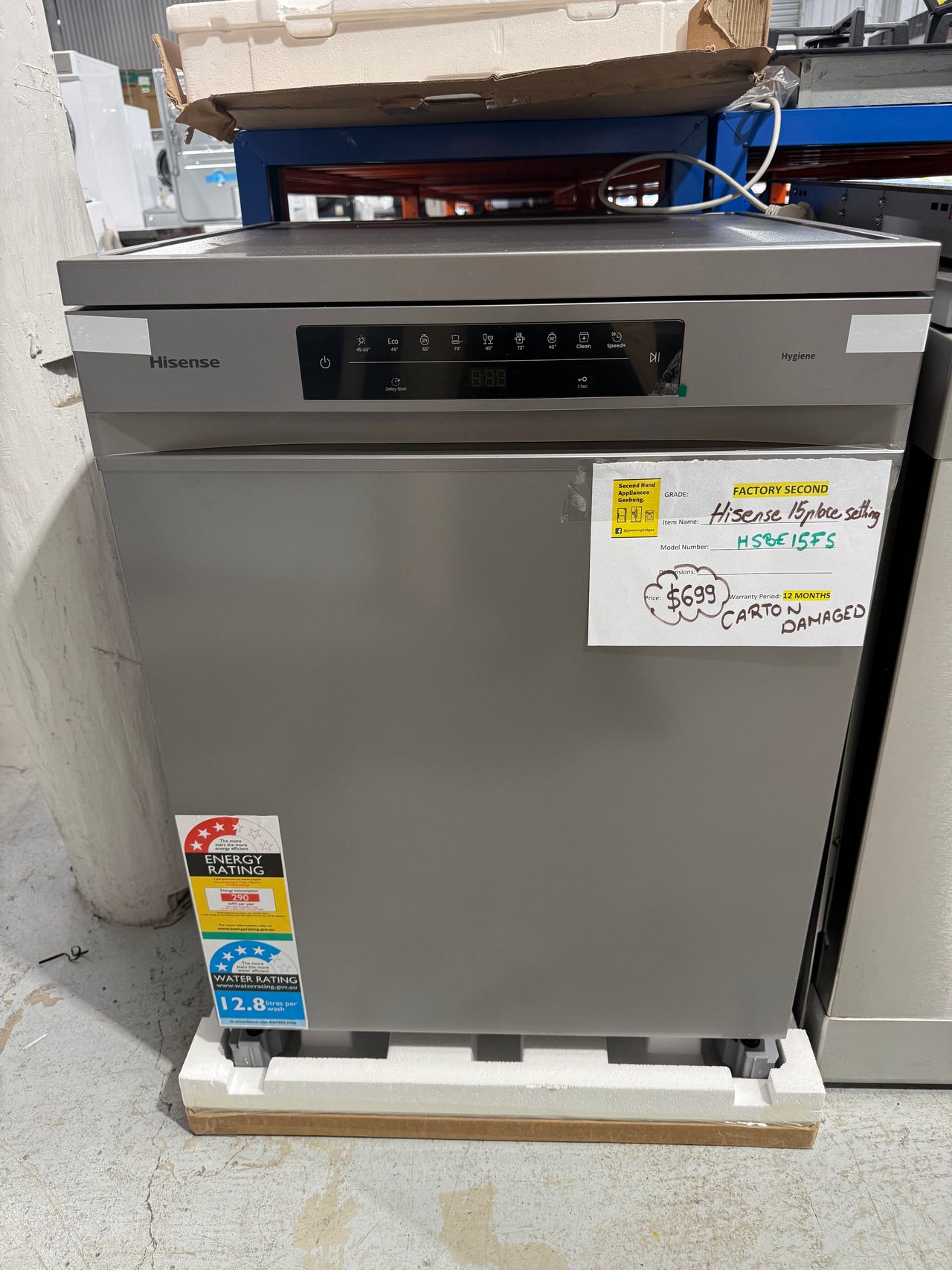 Transportation damaged Hisense HSBE15FS Series 5 Freestanding Dishwasher - Second Hand Appliances Geebung