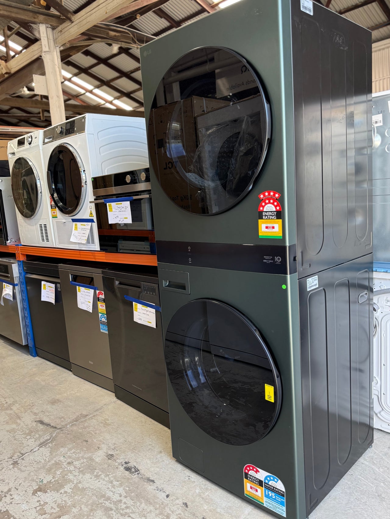 Buy Transportation damaged LG 19 kg / 10 kg AI WashTower™ All-In-One Stacked Washer Dryer – Forest Green (WWT-1910FG) |  | [product_variant] | Second Hand Appliances Geebung Brisbane