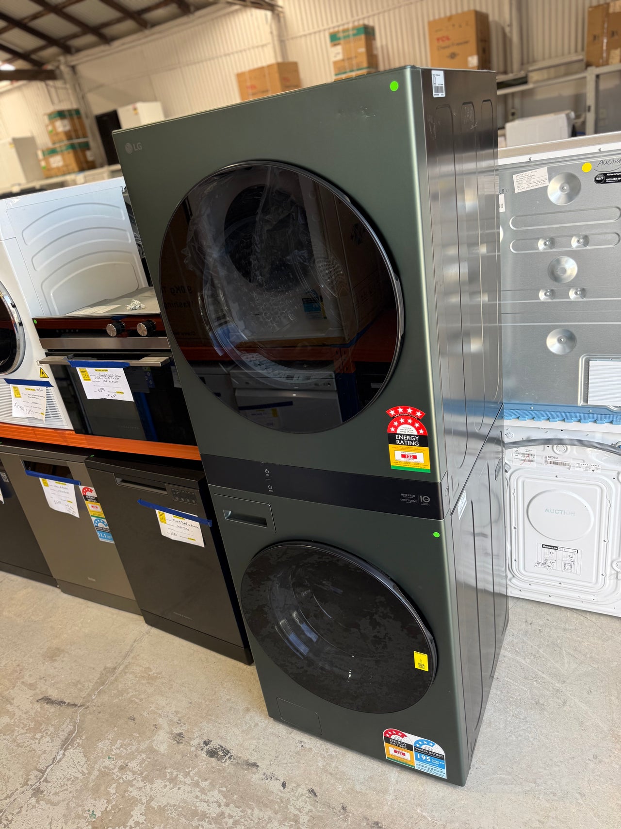 Buy Transportation damaged LG 19 kg / 10 kg AI WashTower™ All-In-One Stacked Washer Dryer – Forest Green (WWT-1910FG) |  | [product_variant] | Second Hand Appliances Geebung Brisbane