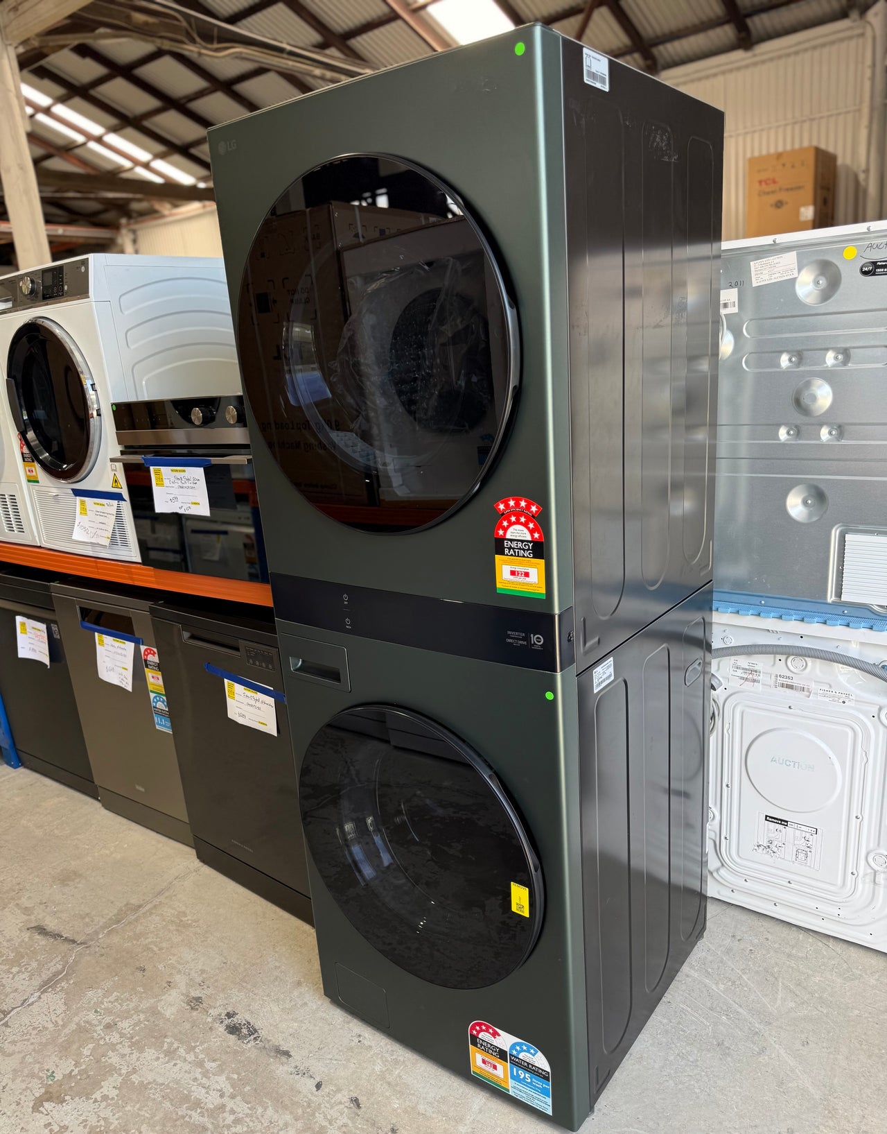 Buy Transportation damaged LG 19 kg / 10 kg AI WashTower™ All-In-One Stacked Washer Dryer – Forest Green (WWT-1910FG) |  | [product_variant] | Second Hand Appliances Geebung Brisbane