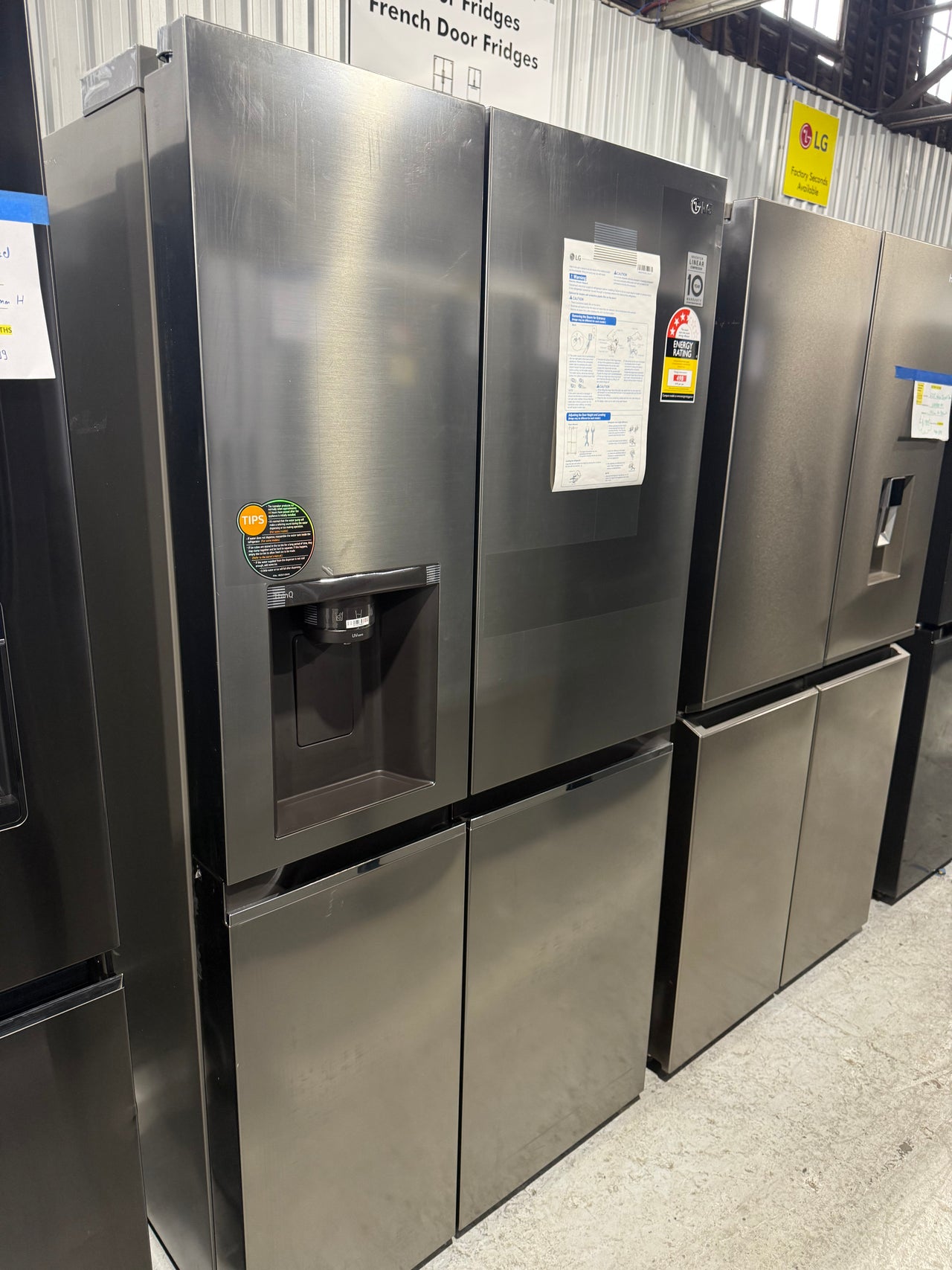 Transportation damaged LG 635L Side by Side Frost Free Non Plumbed Fridge Model: GS-N635PL - Second Hand Appliances Geebung