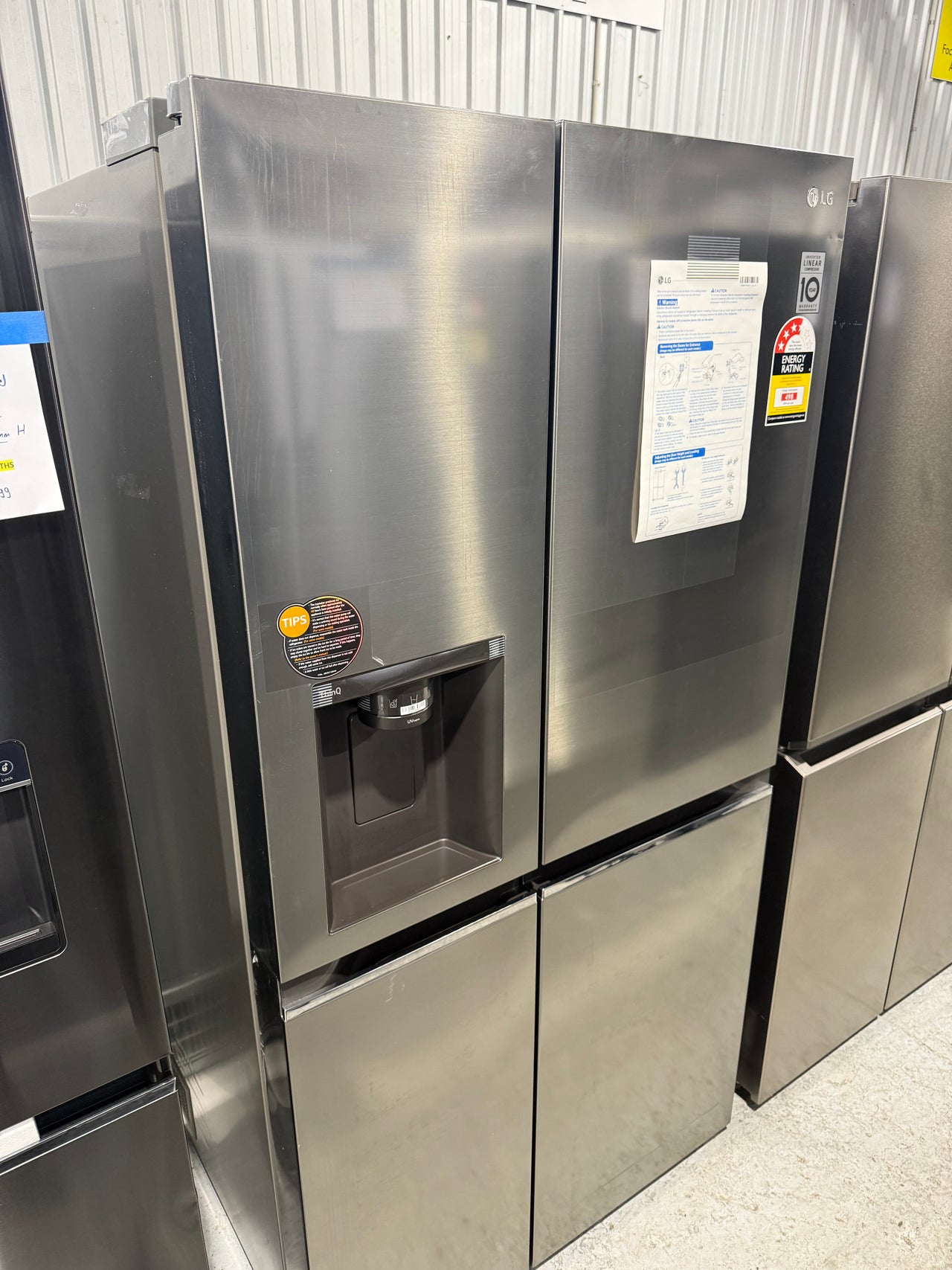 Transportation damaged LG 635L Side by Side Frost Free Non Plumbed Fridge Model: GS-N635PL - Second Hand Appliances Geebung