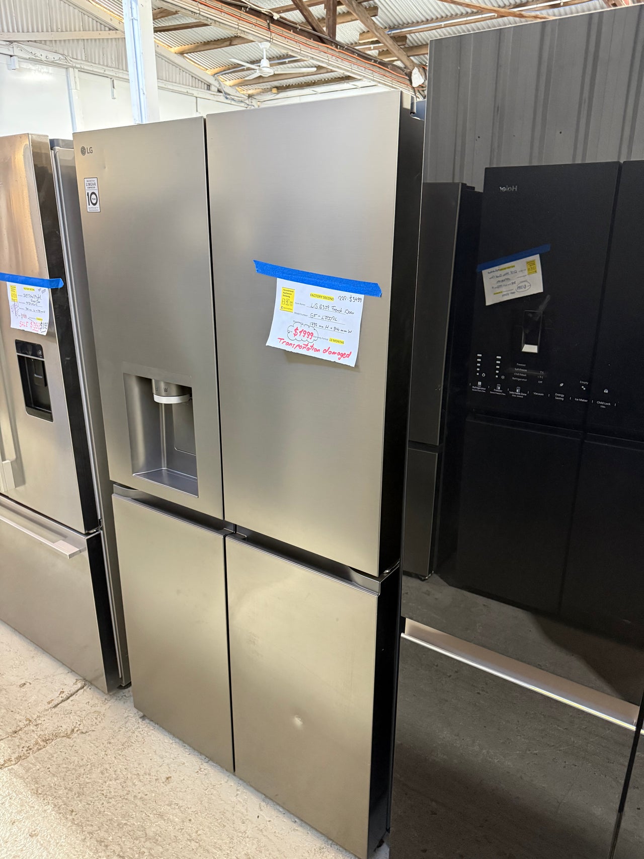 Transportation damaged LG 637L French Door Fridge with Ice and Water Stainless Steel Model: GF-L700PL - Second Hand Appliances Geebung