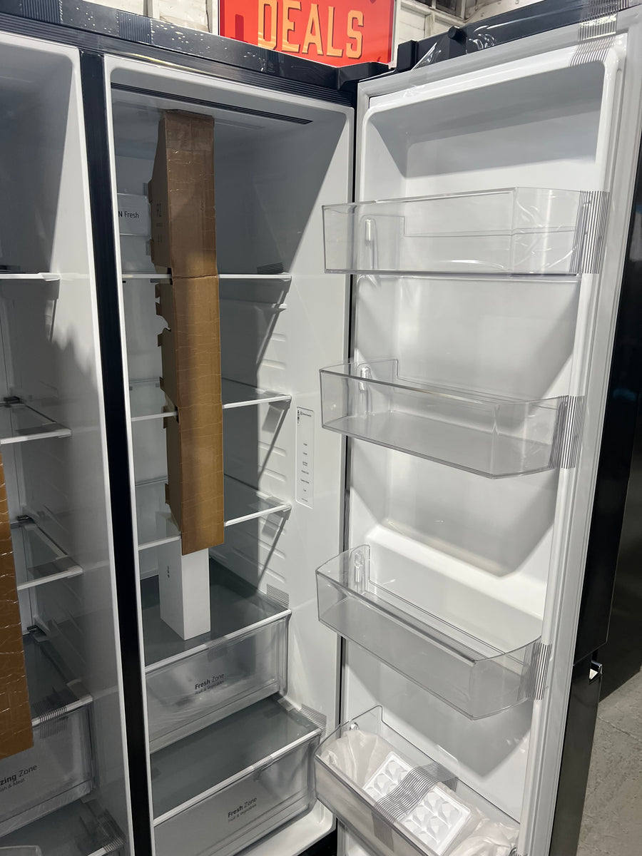 Transportation damaged LG 655L Side by Side Fridge GS-B655MBL - Second Hand Appliances Geebung