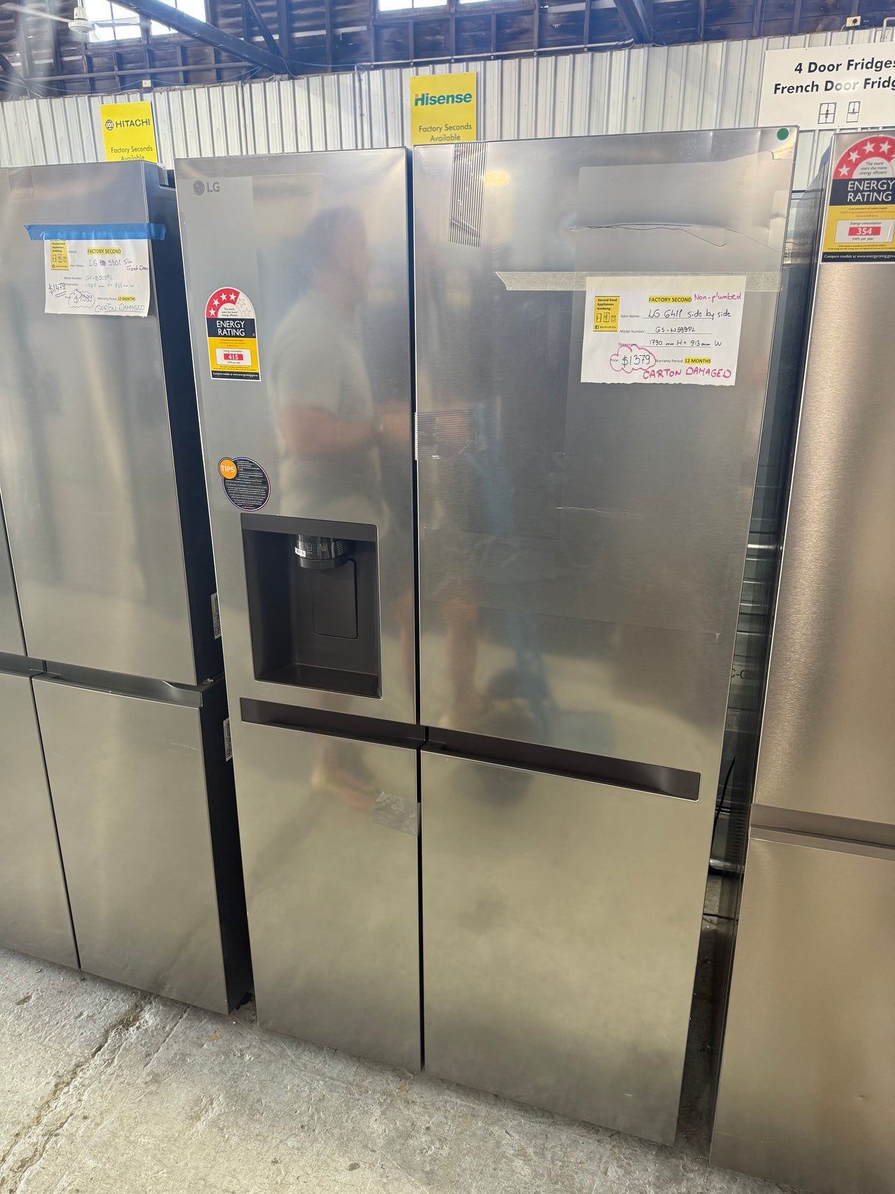 Transportation damaged LG GS-N599PL 641-liter side-by-side refrigerator - Second Hand Appliances Geebung