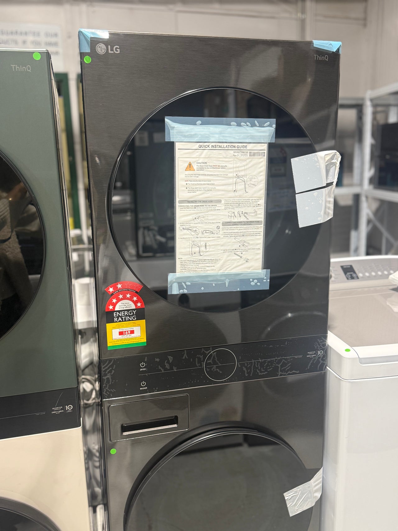 Transportation damaged LG WWT-1210BX WashTower™ 12/10kg Compact All-In-One Stacked Washer Dryer (Black) - Second Hand Appliances Geebung
