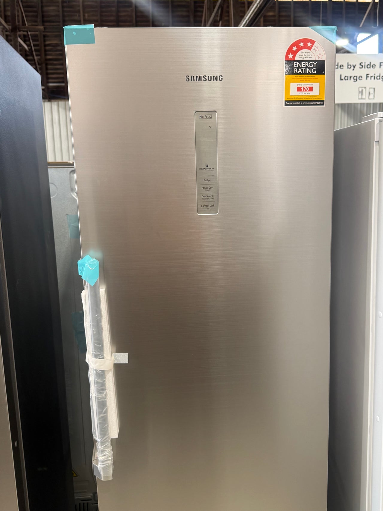 Transportation damaged Samsung 387L Bespoke Vertical Fridge – Stainless Steel Model: SRP406RS / RR39M71357F - Second Hand Appliances Geebung