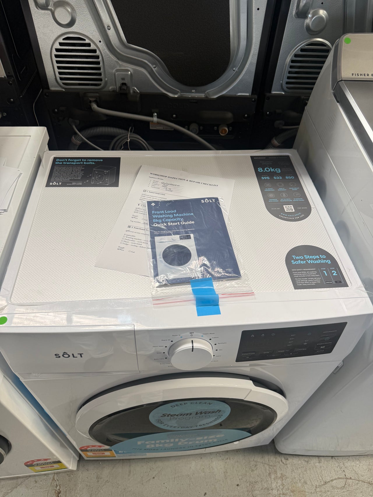 Transportation damaged Solt 8kg Front Load Washer  GGSFLW8002W - Second Hand Appliances Geebung