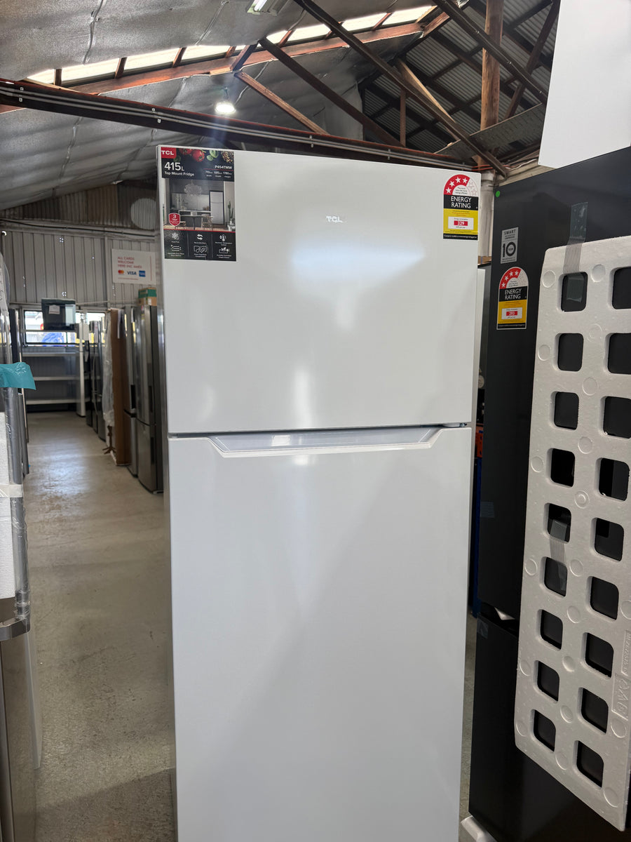 Transportation damaged TCL 415 L Top Mount Refrigerator – P454TMW (White) - Second Hand Appliances Geebung