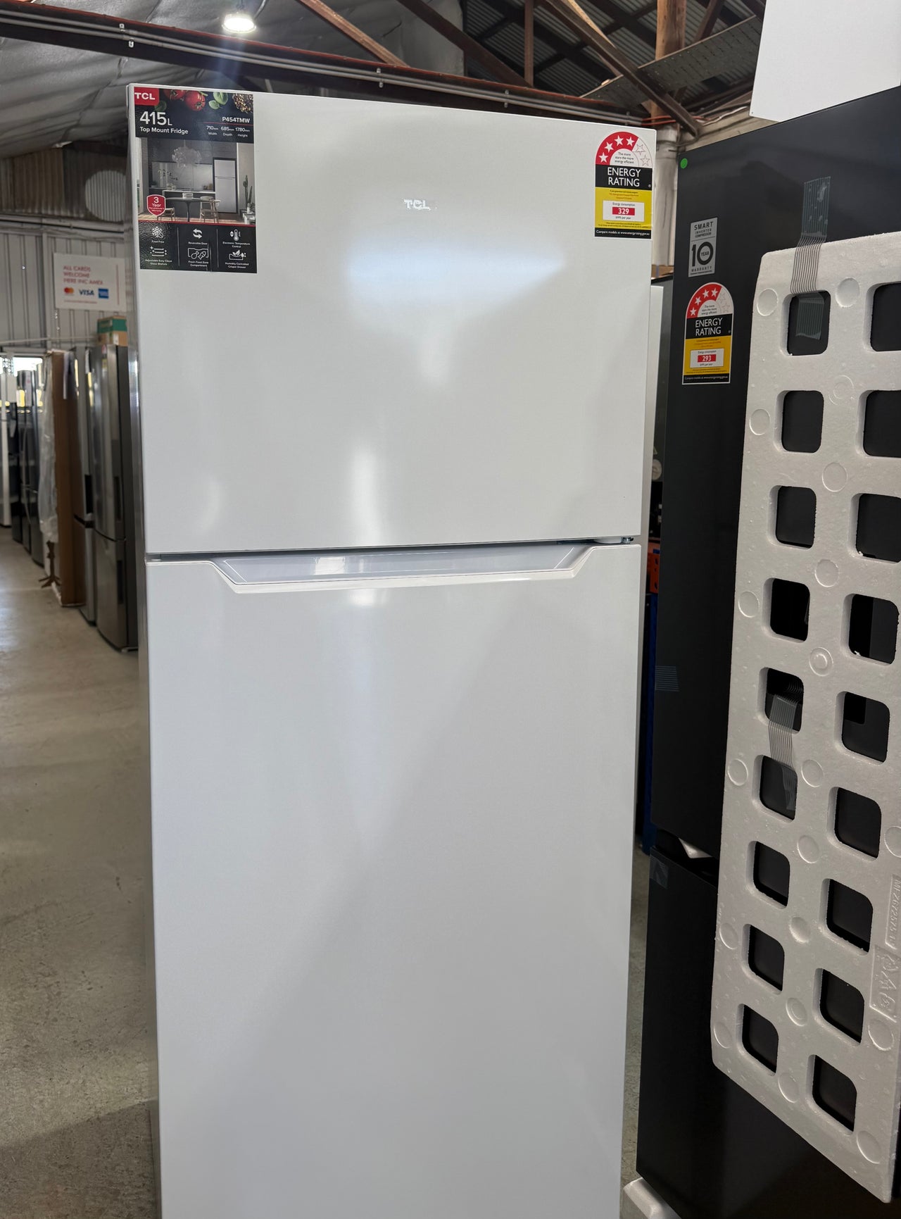 Transportation damaged TCL 415 L Top Mount Refrigerator – P454TMW (White) - Second Hand Appliances Geebung