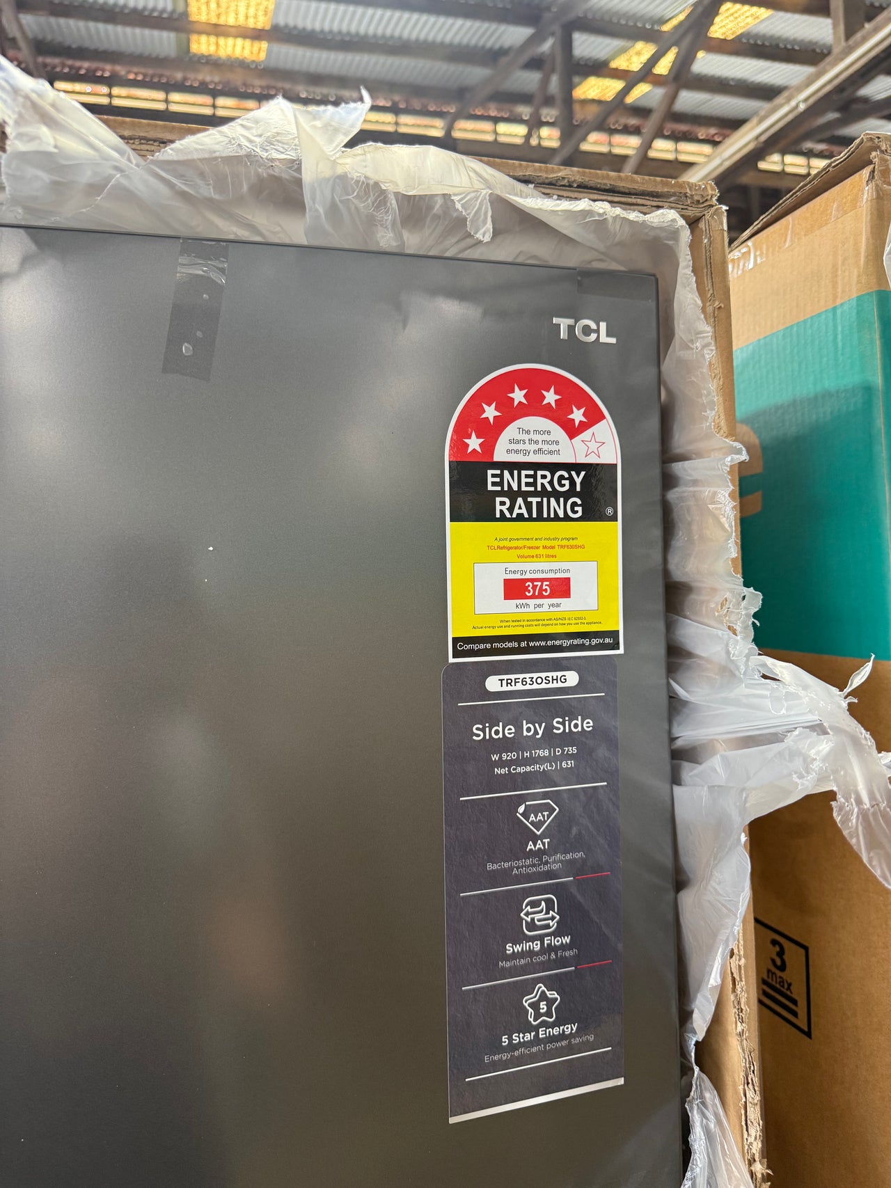 Transportation damaged TCL TRF630SHG 631L Side‑by‑Side Fridge - Second Hand Appliances Geebung