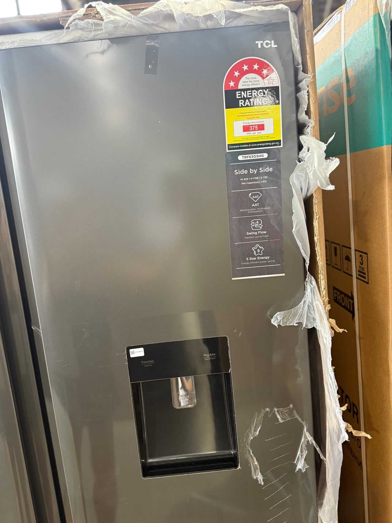 Transportation damaged TCL TRF630SHG 631L Side‑by‑Side Fridge - Second Hand Appliances Geebung