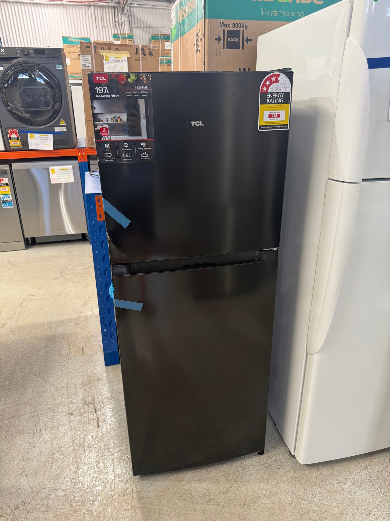 Transportation damaged TCL P220TMB 197-litre top mount refrigerator - Second Hand Appliances Geebung