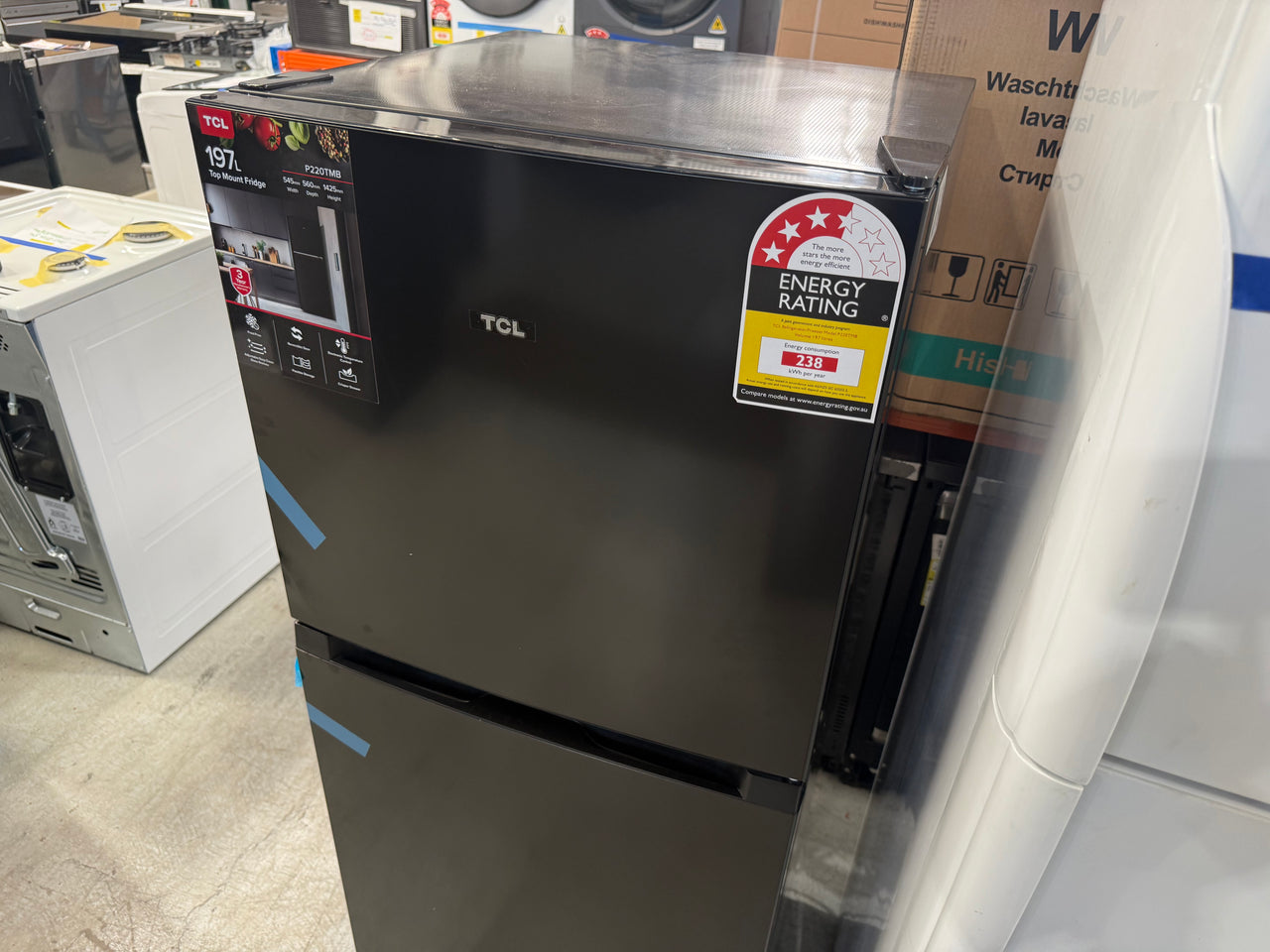 Transportation damaged TCL P220TMB 197-litre top mount refrigerator - Second Hand Appliances Geebung