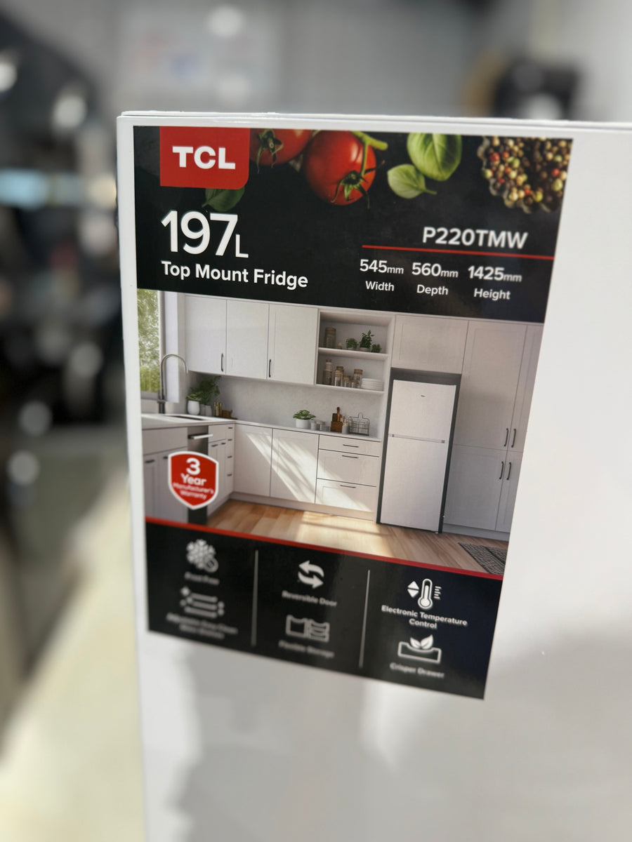 Transportation damaged TCL P220TMW 197L Top Mount Fridge - Second Hand Appliances Geebung