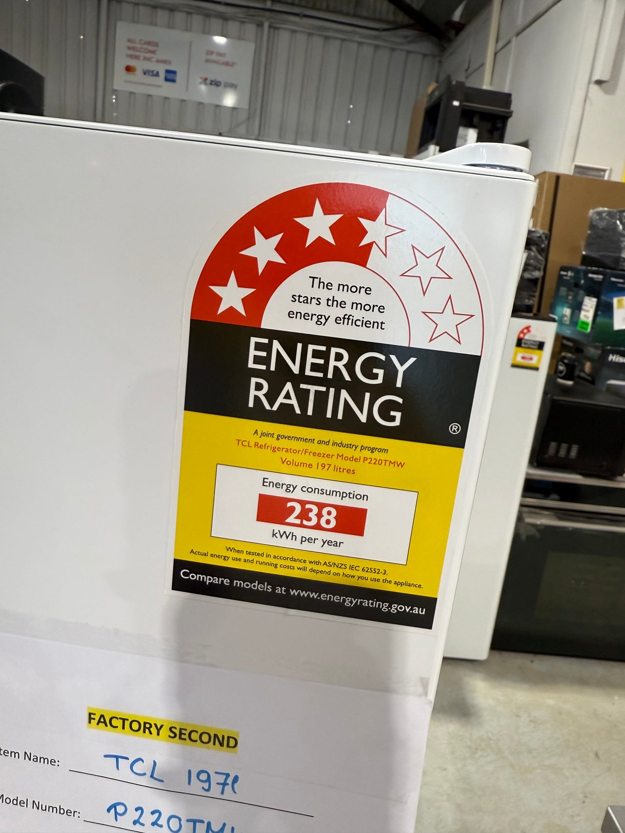 Transportation damaged TCL P220TMW 197L Top Mount Fridge - Second Hand Appliances Geebung