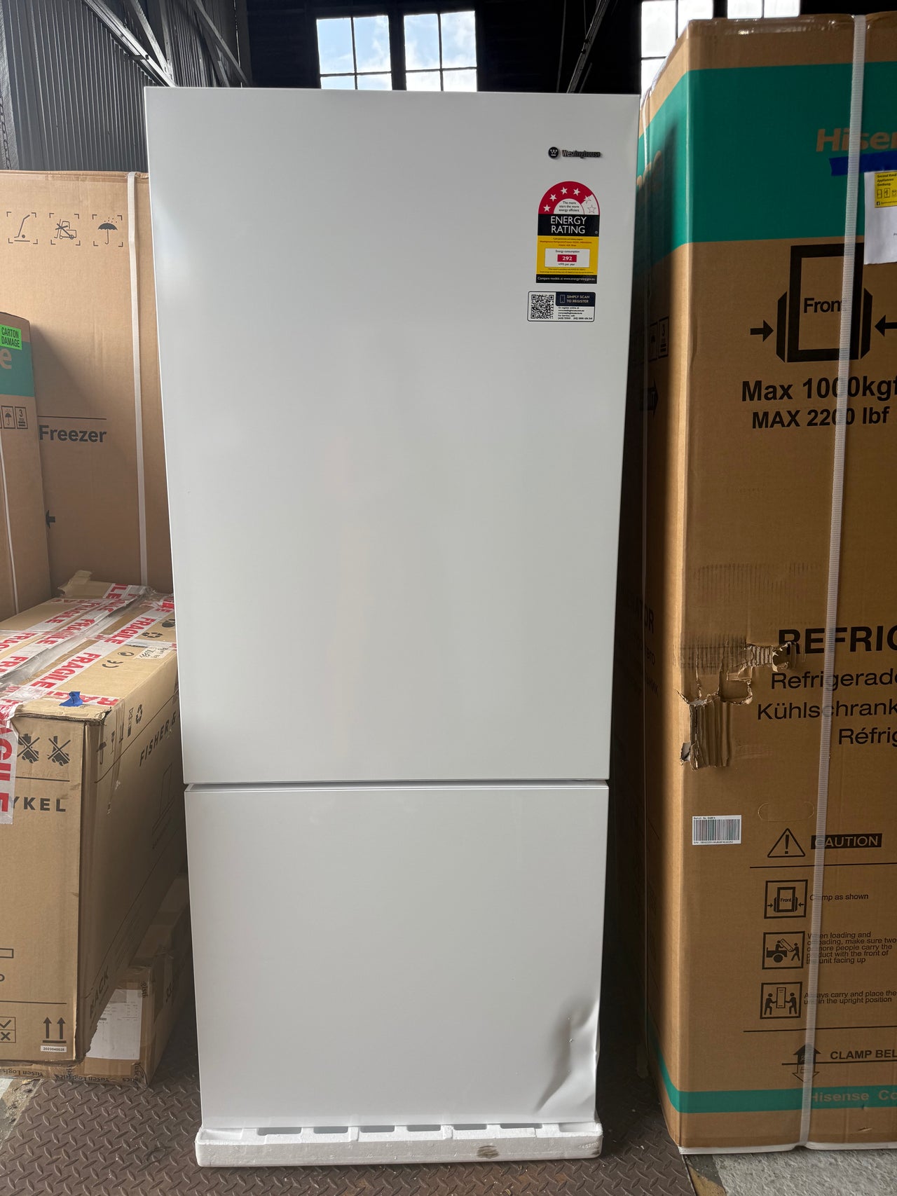 Buy Transportation damaged Westinghouse 425 L Bottom Mount Fridge – White (WBE4302WCR) |  | [product_variant] | Second Hand Appliances Geebung Brisbane