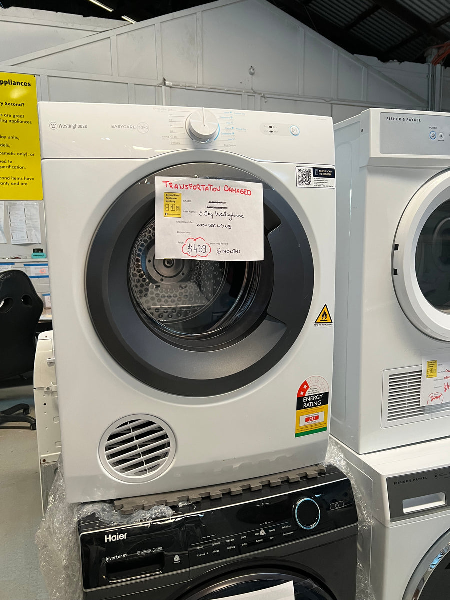 Transportation damaged Westinghouse 5.5kg Vented Dryer WDV556N3WB - Second Hand Appliances Geebung