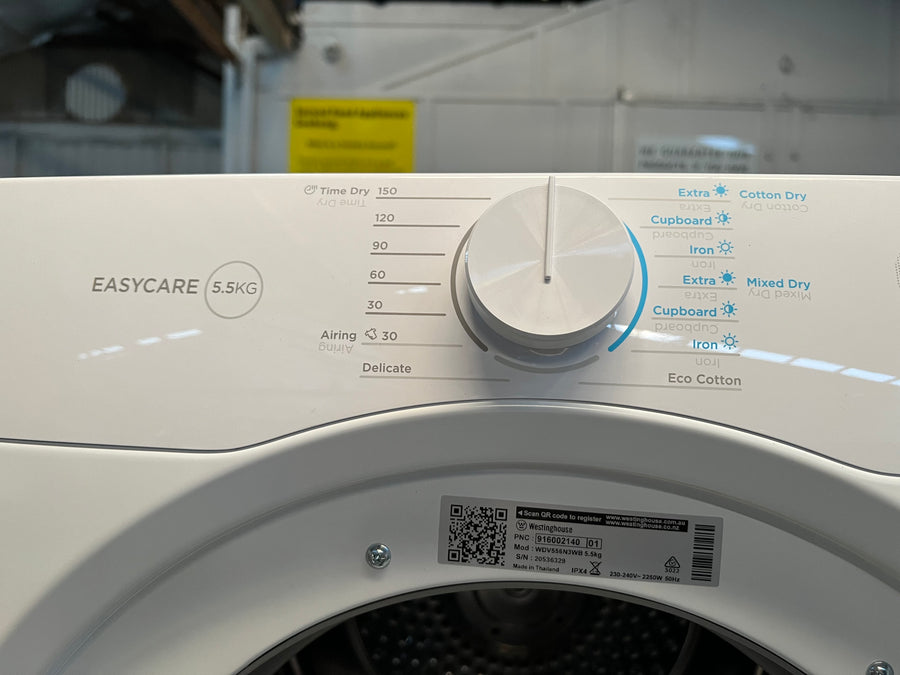 Transportation damaged Westinghouse 5.5kg Vented Dryer WDV556N3WB - Second Hand Appliances Geebung