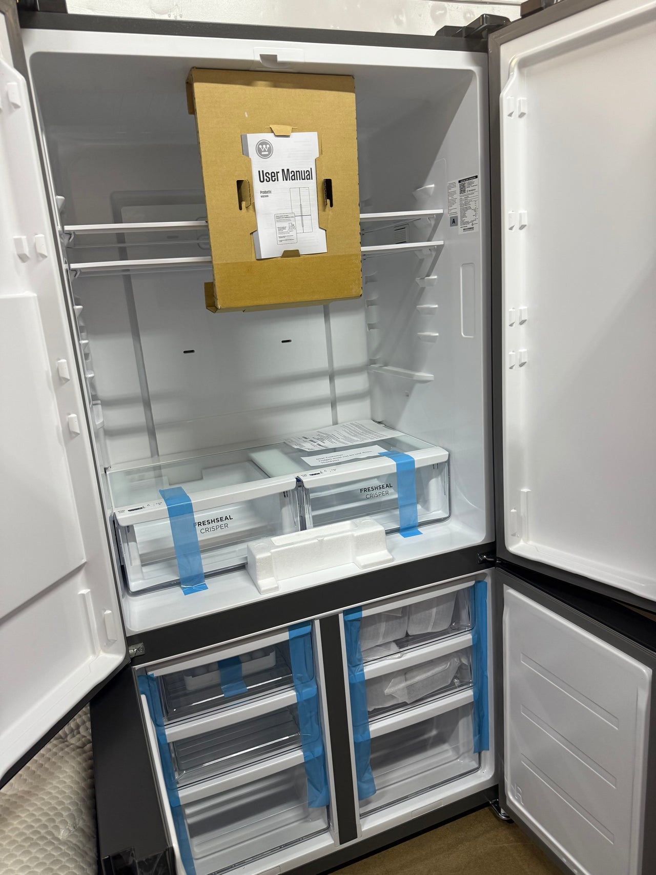 Factory second Westinghouse 564 L Quad-Door French Fridge – Matte Black WQE5600BB - Second Hand Appliances Geebung