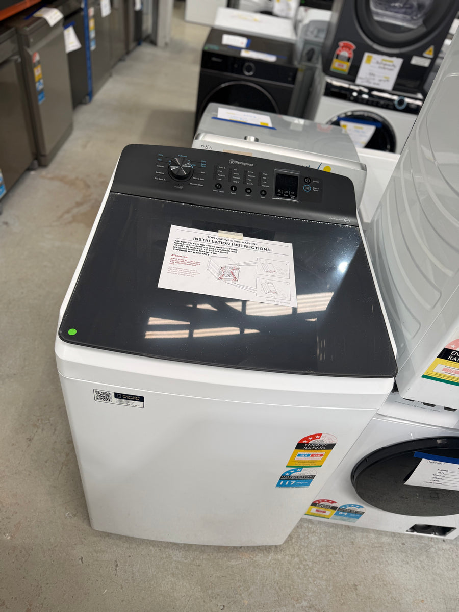 Transportation damaged Westinghouse 8kg Top Load Washing Machine – White (WWT8084J7WA) - Second Hand Appliances Geebung