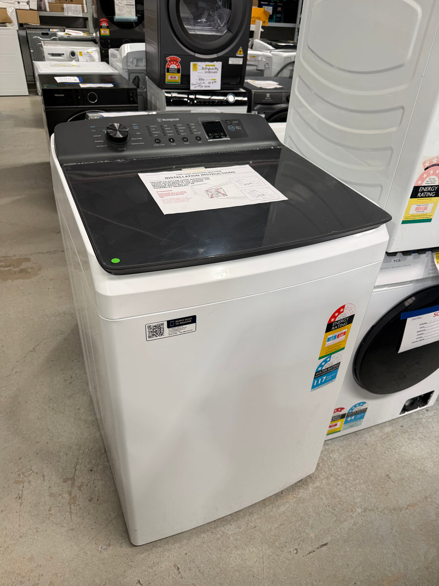 Transportation damaged Westinghouse 8kg Top Load Washing Machine – White (WWT8084J7WA) - Second Hand Appliances Geebung