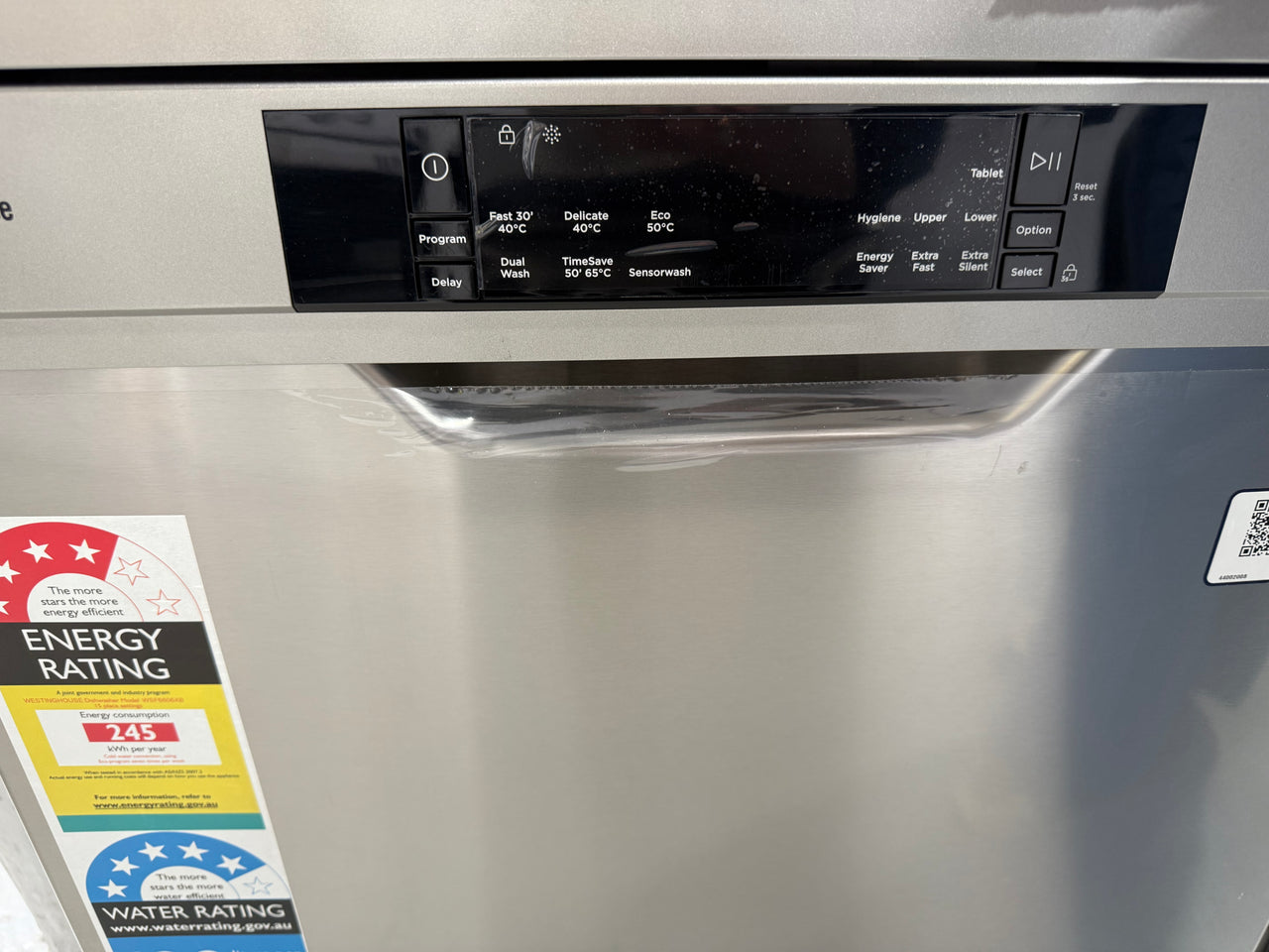 Transportation damaged Westinghouse WSF6606XB 60cm Stainless Steel Freestanding Dishwasher - Second Hand Appliances Geebung
