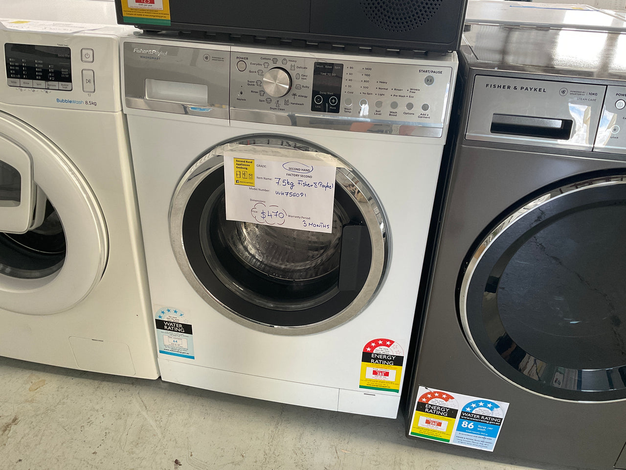 Second hand Fisher & Paykel WH7560P1 7.5kg Front Load Washing Machine - Second Hand Appliances Geebung