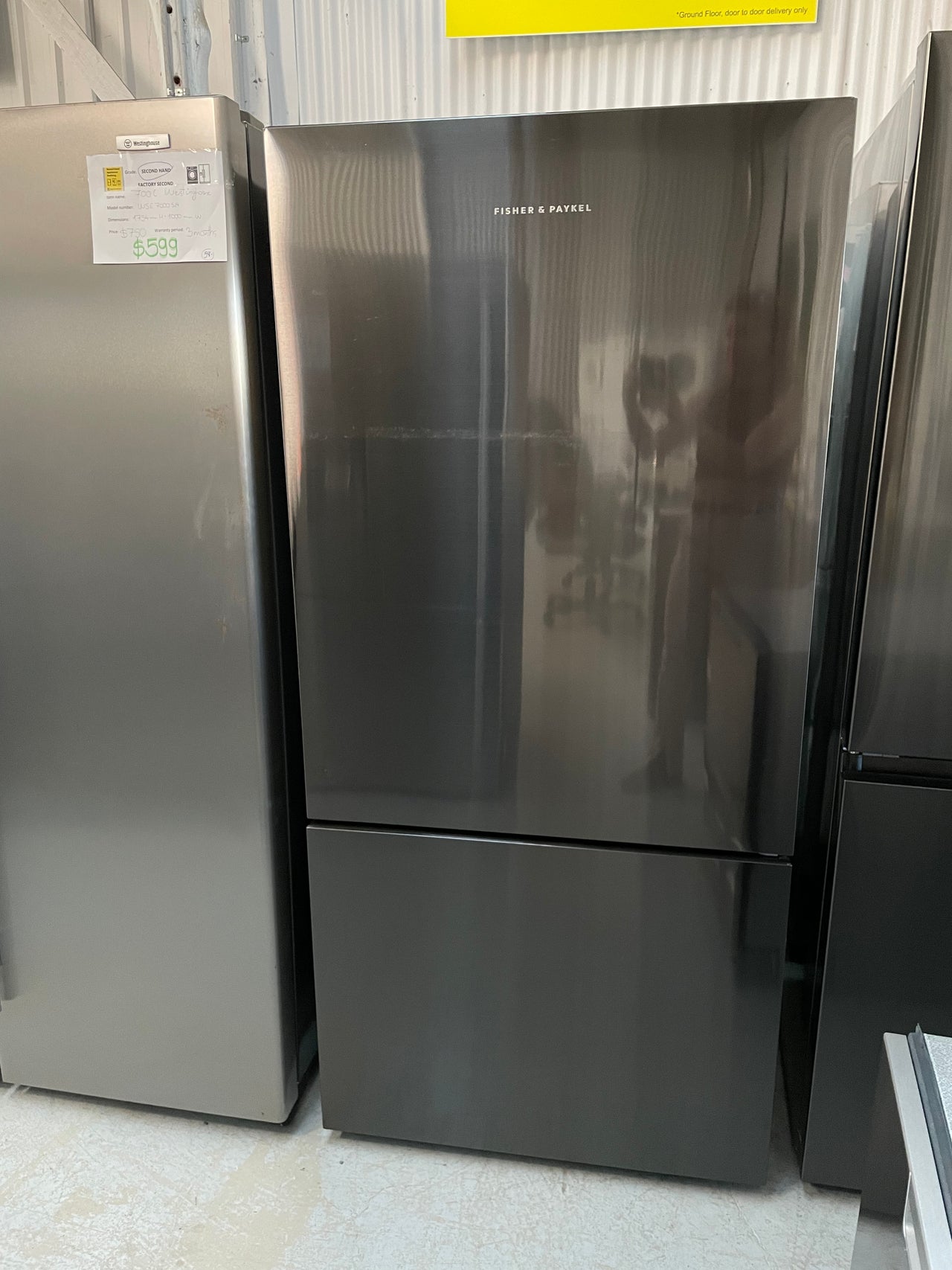 Factory Second Fisher & Paykel 494L Bottom Mount Fridge Black Stainless Steel RF522BRPB6 - Second Hand Appliances Geebung