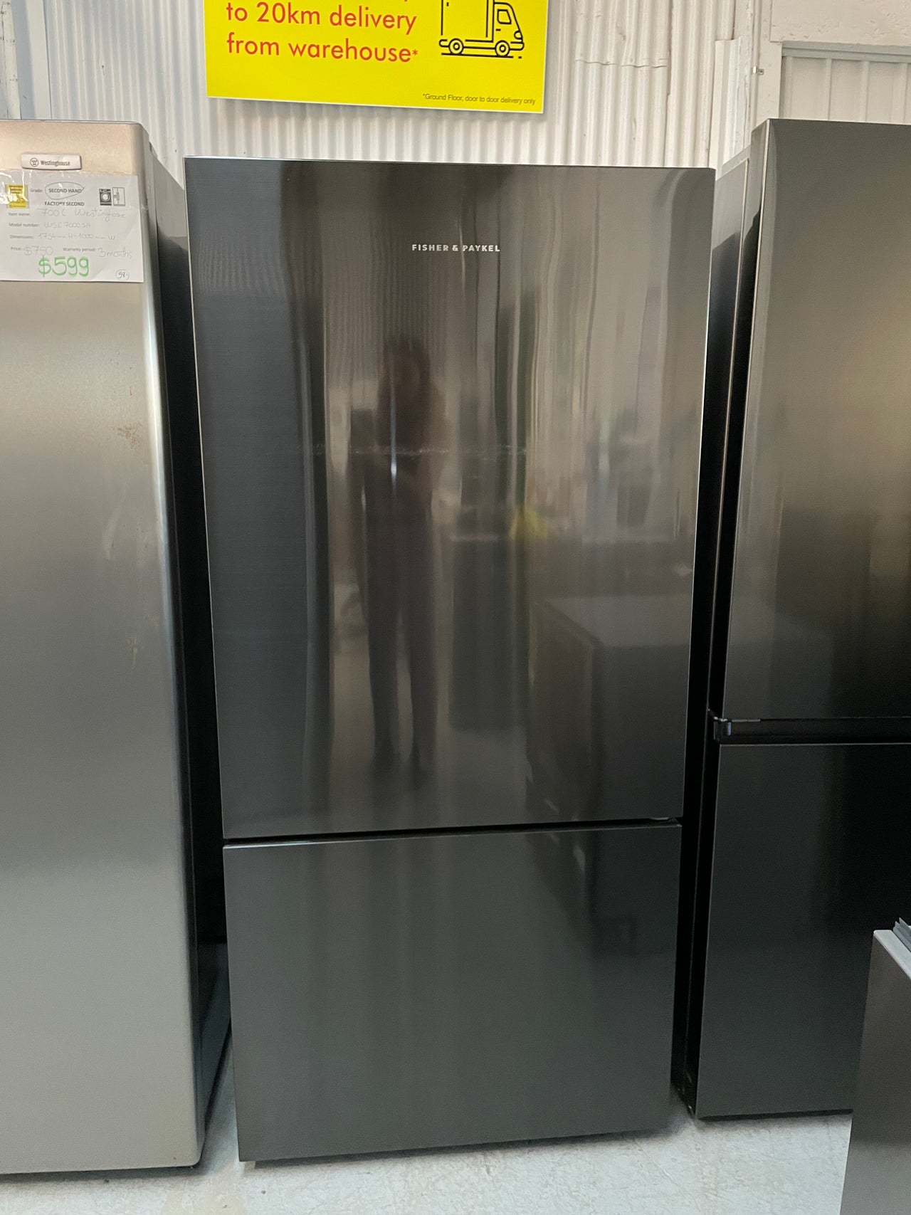 Factory Second Fisher & Paykel 494L Bottom Mount Fridge Black Stainless Steel RF522BRPB6 - Second Hand Appliances Geebung