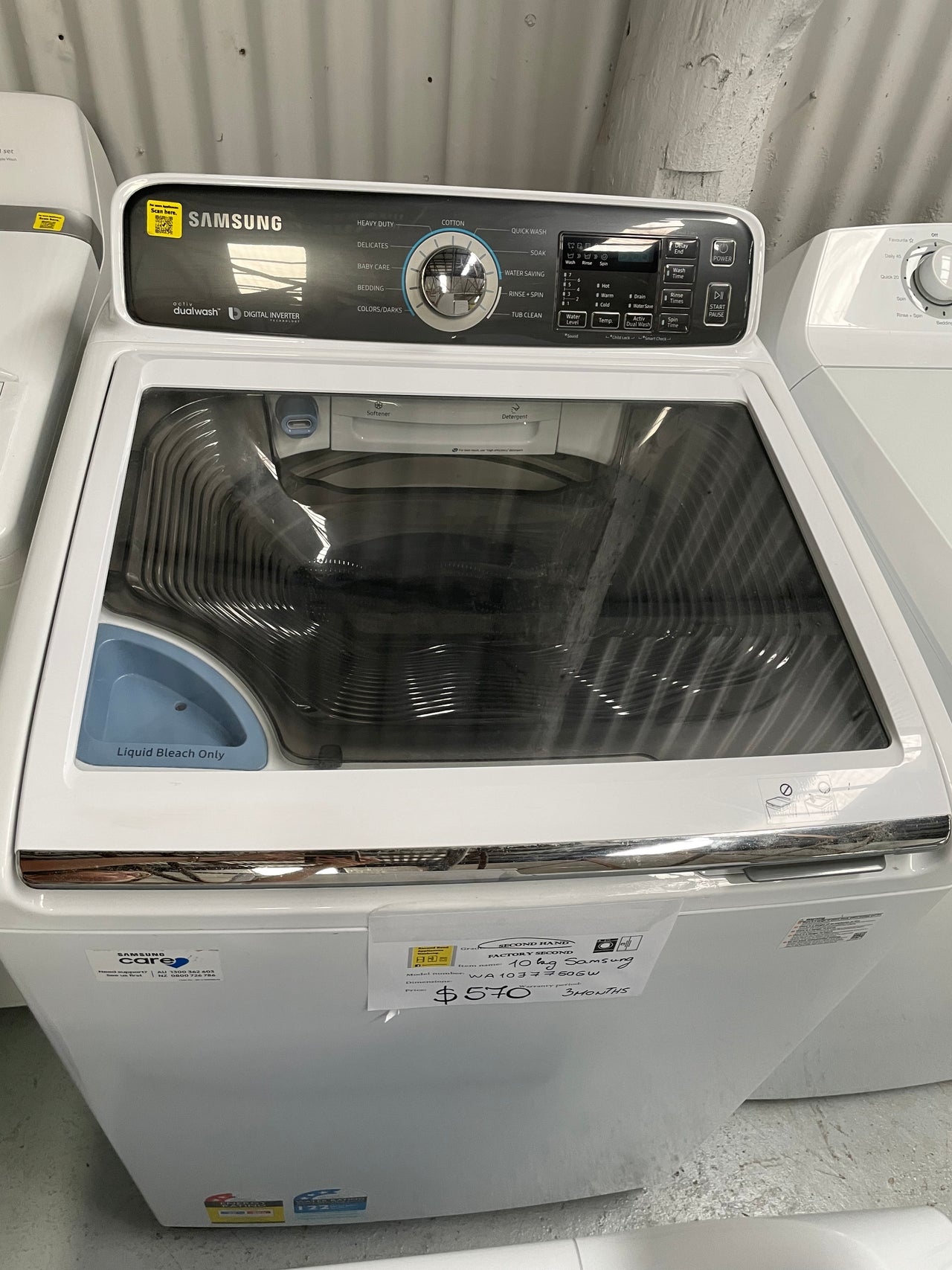 Second hand 10kg Active DualWash Top Loader WA10JJ7750GW - Second Hand Appliances Geebung