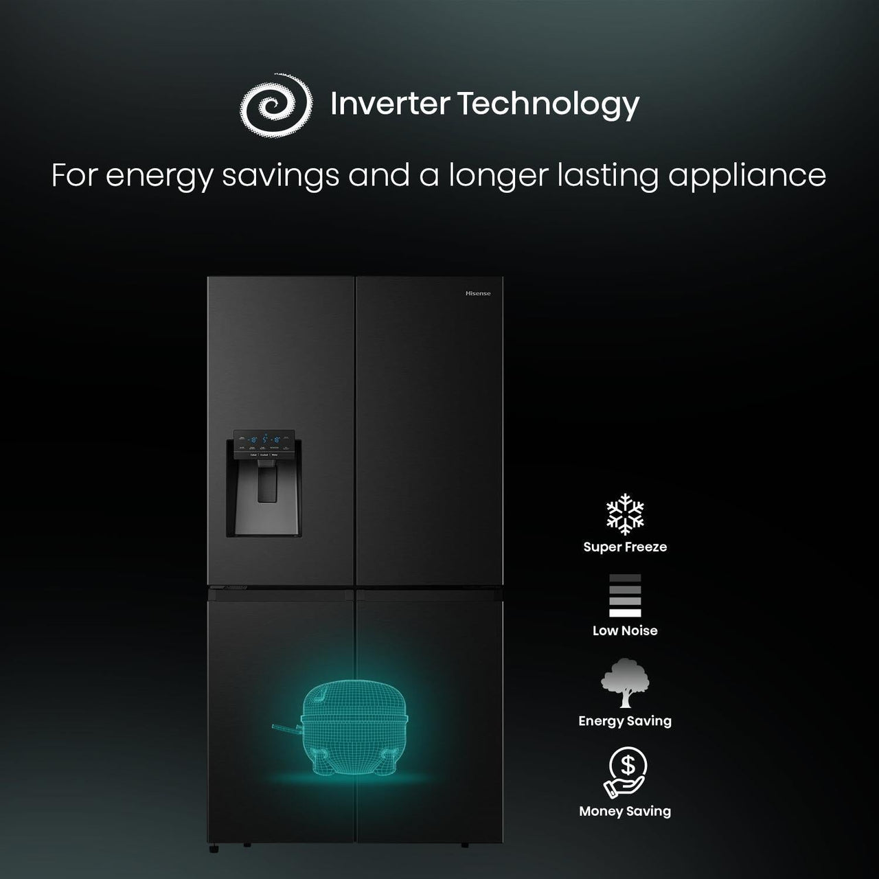 Factory second Hisense HRCD585BWB 585L French Door Fridge (Black Steel