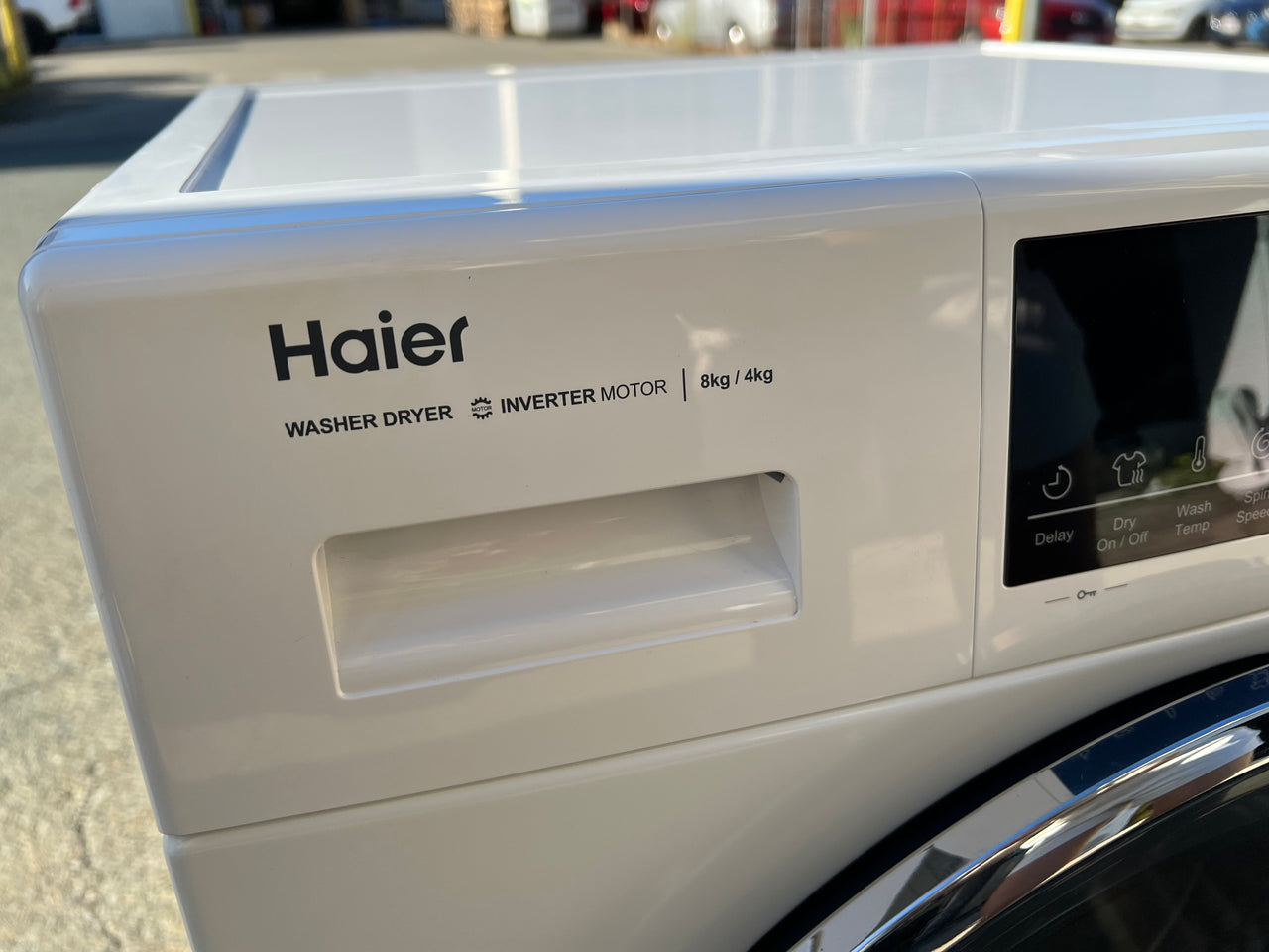 Factory second Haier HWD8040BW1 8kg/4kg Front Load Washer & Dryer Combo - Second Hand Appliances Geebung