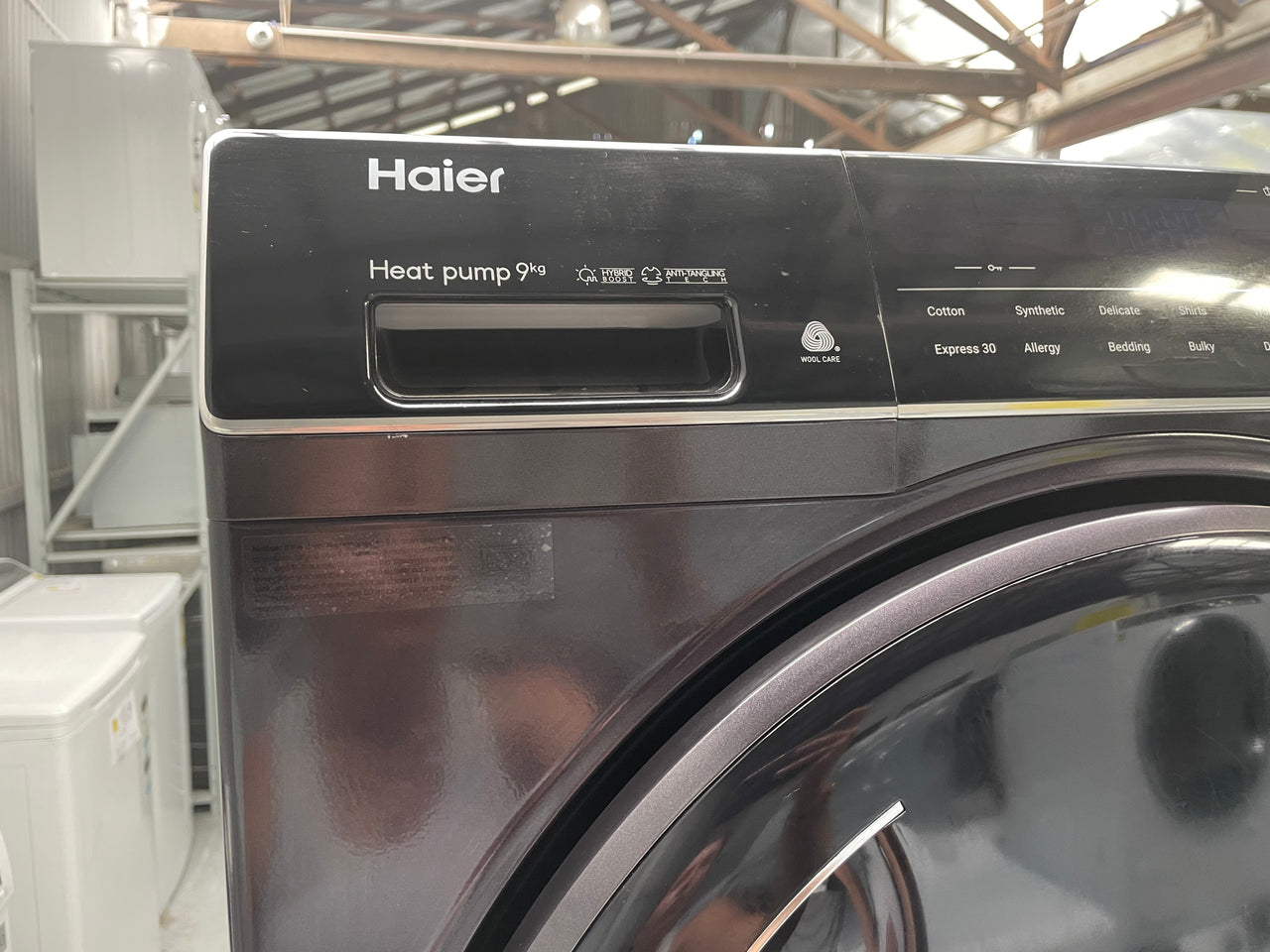 Factory second Haier 9kg Heat Pump Dryer Refresh with Steam- Black HDHP90ANB1 - Second Hand Appliances Geebung